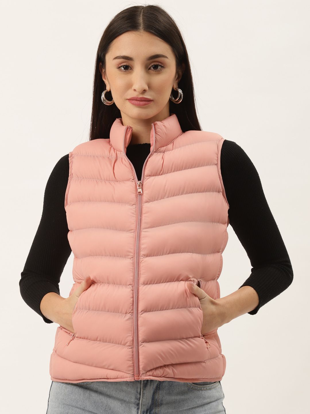 Duke Women Pink Solid Puffer Jacket Price in India