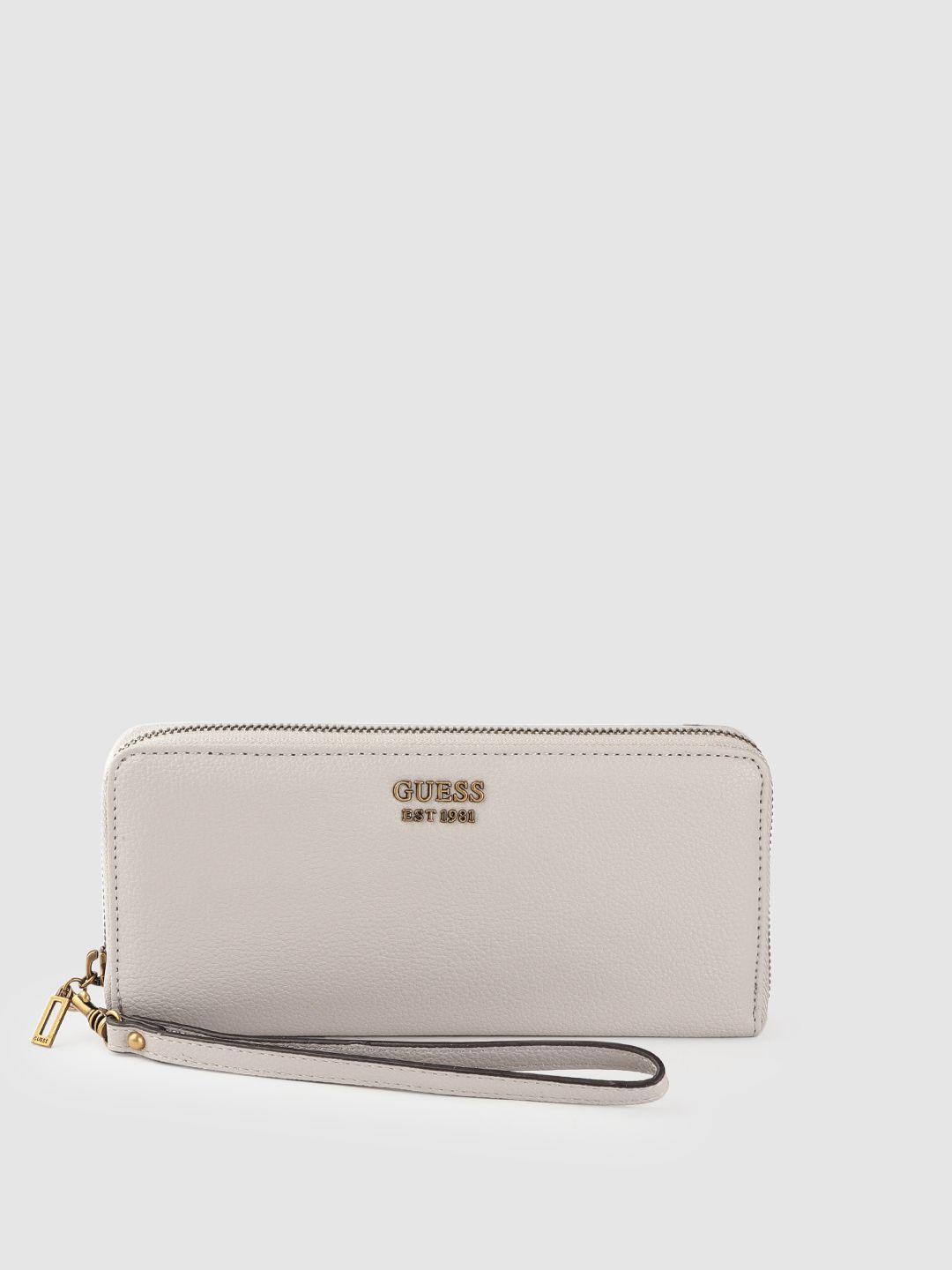 GUESS Women Light  Beige Solid Zip Around Wallet Price in India