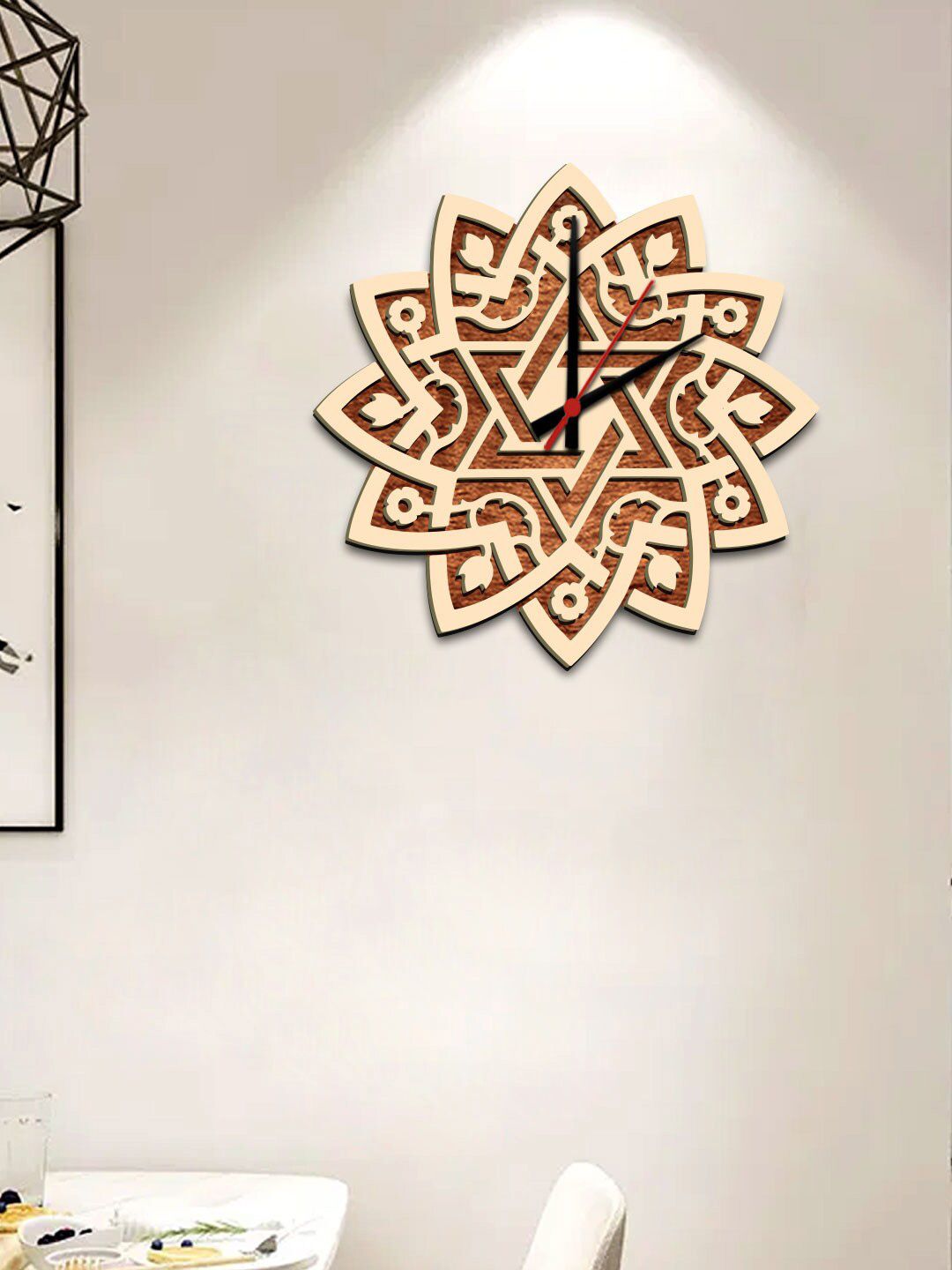 WALLMANTRA Beige & Brown Quirky Contemporary Wall Clock Price in India