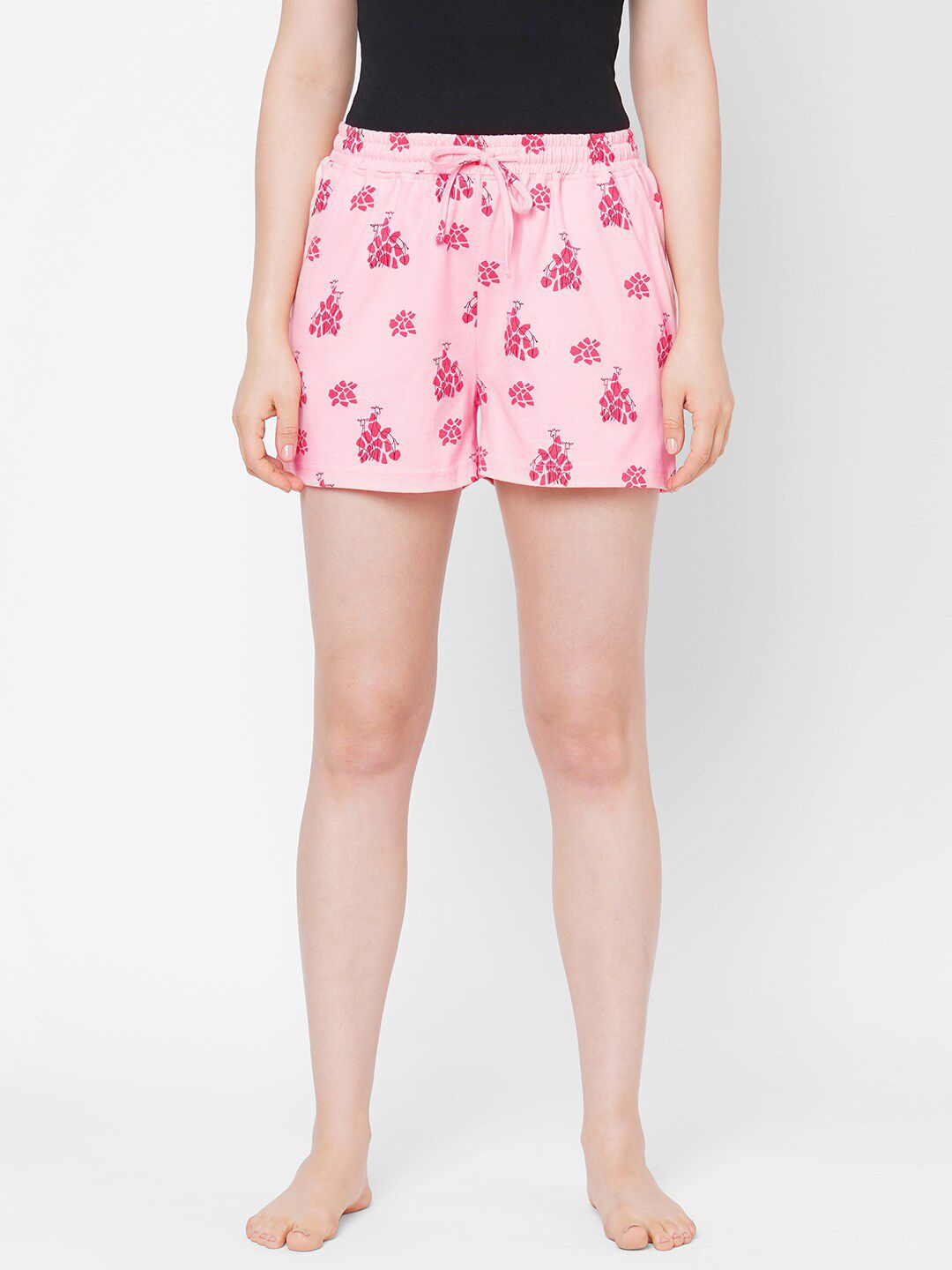 Mystere Paris Women Pink Floral Printed Shorts Price in India