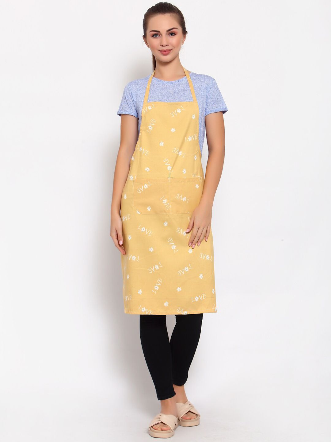 Arrabi Yellow & White Printed Apron Price in India