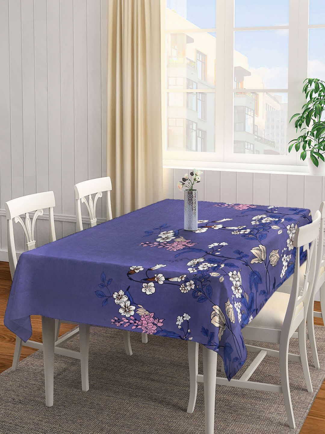 Arrabi Blue & Pink Floral 6-Seater Table Cover Price in India