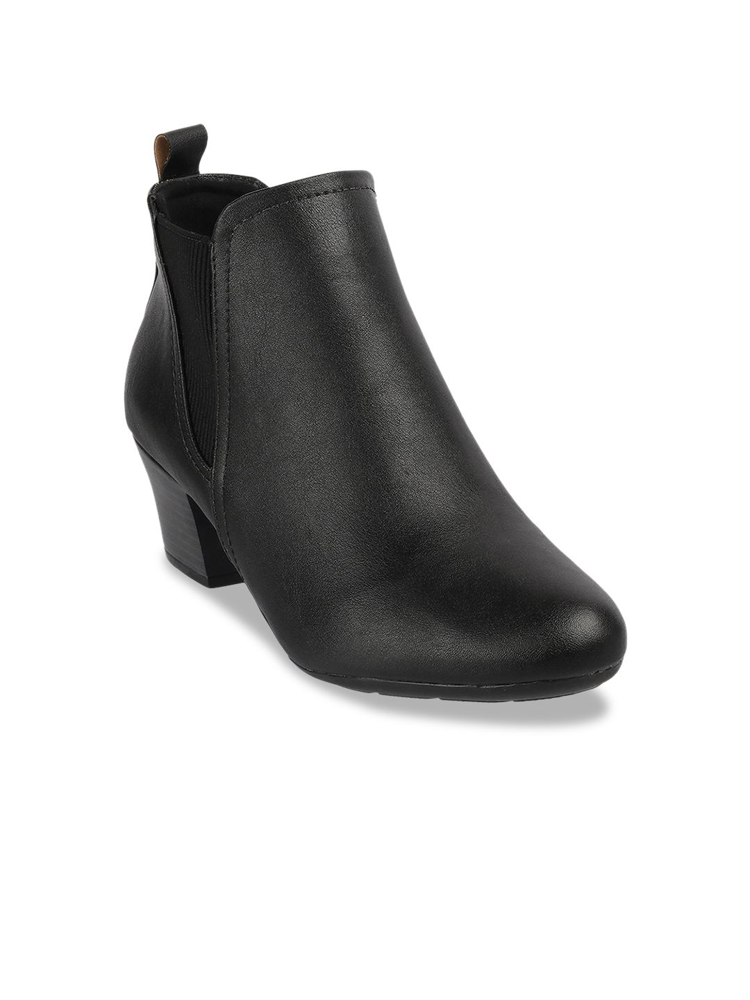 MODARE Black PU Block Heeled Boots Price in India