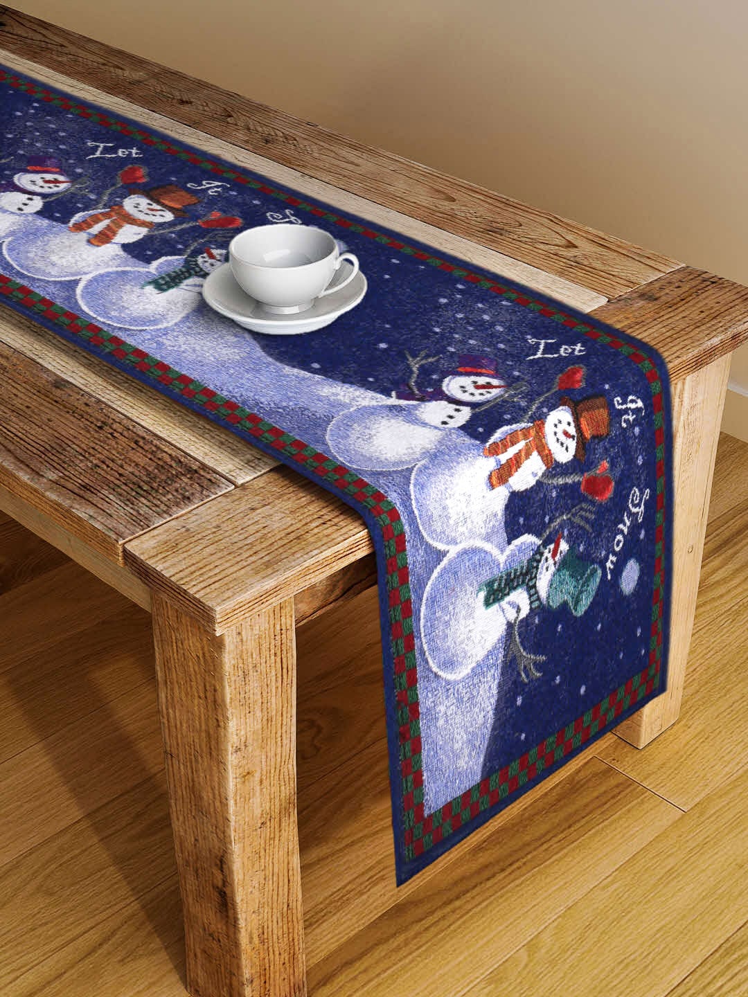 Arrabi Blue & Red Printed 4-Seater Table Runner Price in India