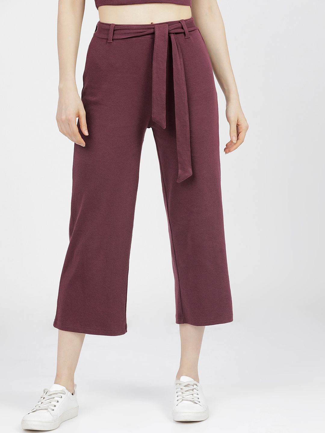 Tokyo Talkies Women Burgundy Culottes Trousers Price in India