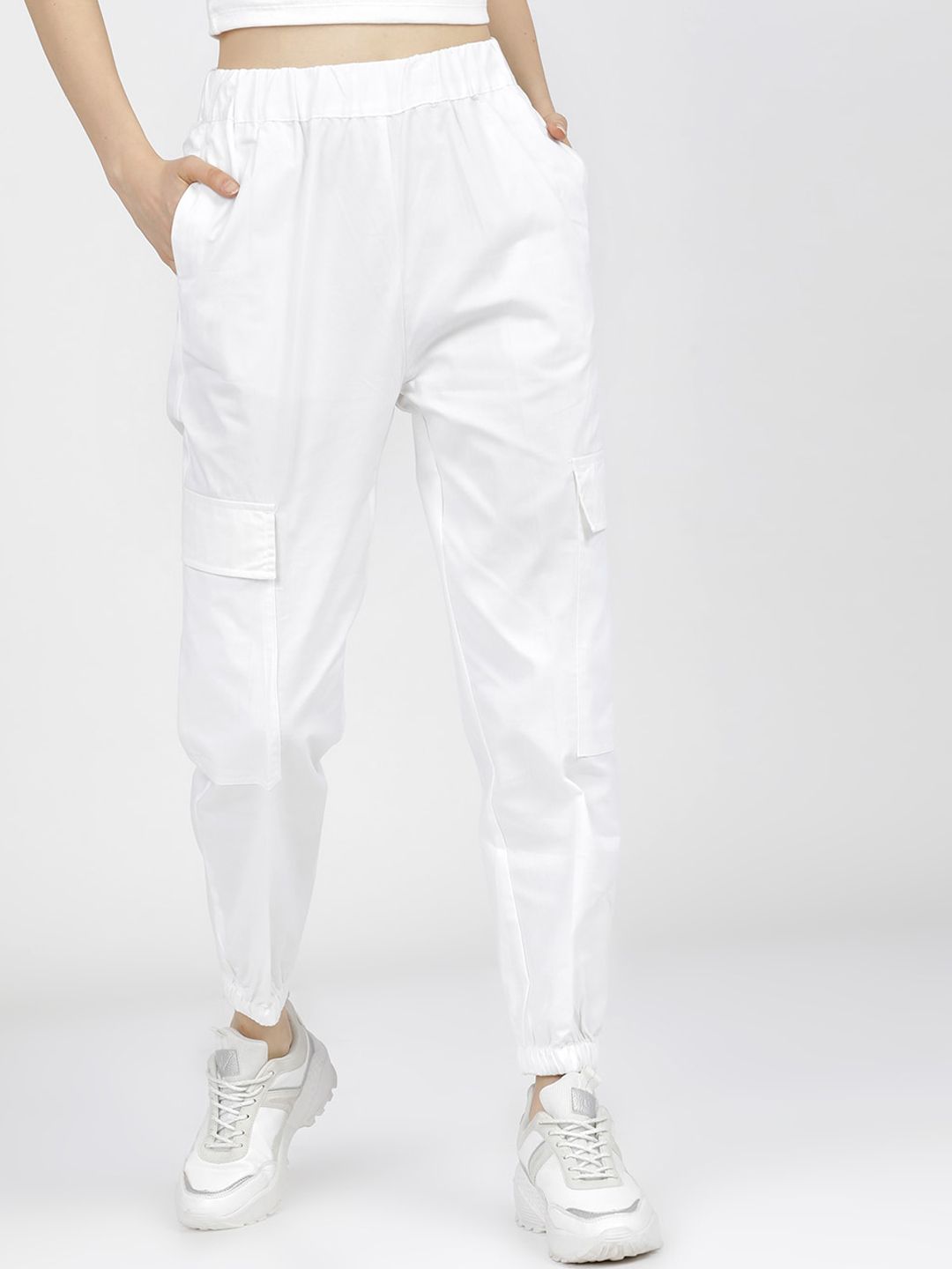 Tokyo Talkies Women White Cargos Trousers Price in India