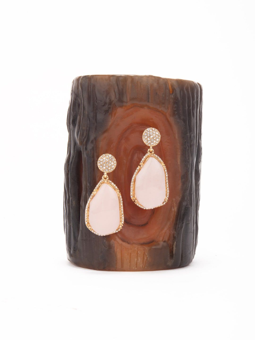 Lilly & sparkle Fold Plated Peach-Coloured Quirky Drop Earrings Price in India