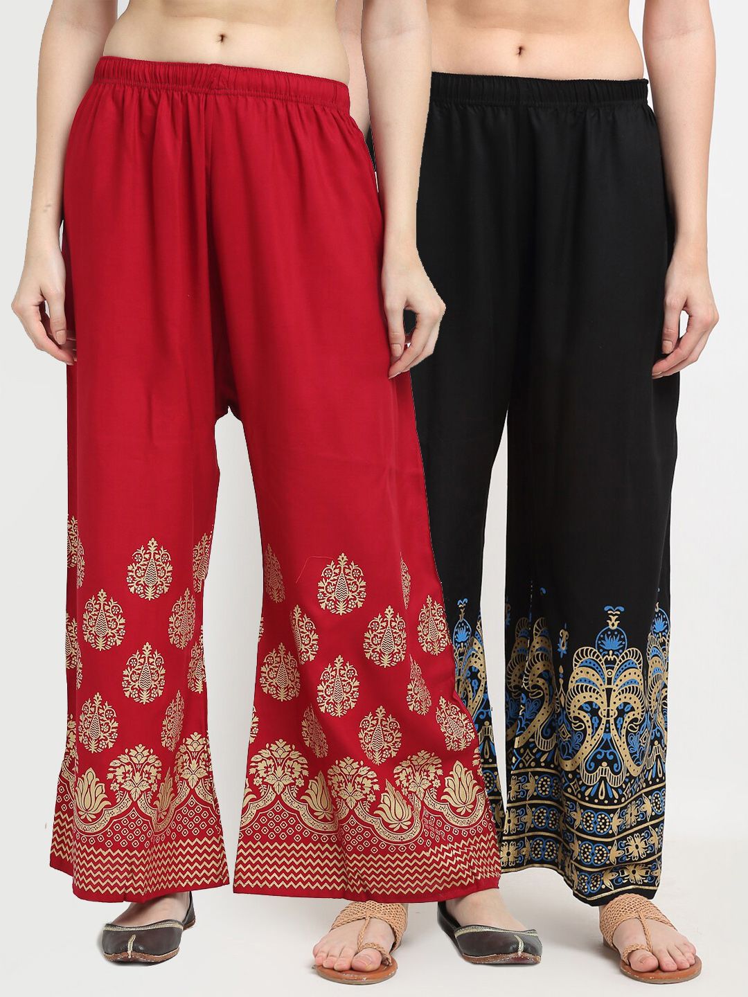 TAG 7 Women Pack Of 2 Ethnic Motif Printed Palazzos Price in India