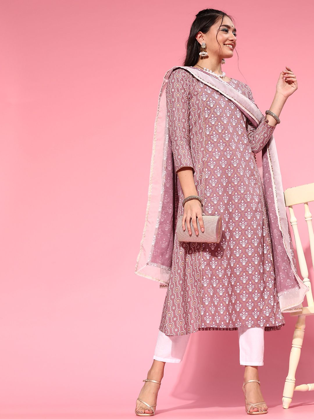 Indo Era Floral Cotton Blend Kurta Set Price in India