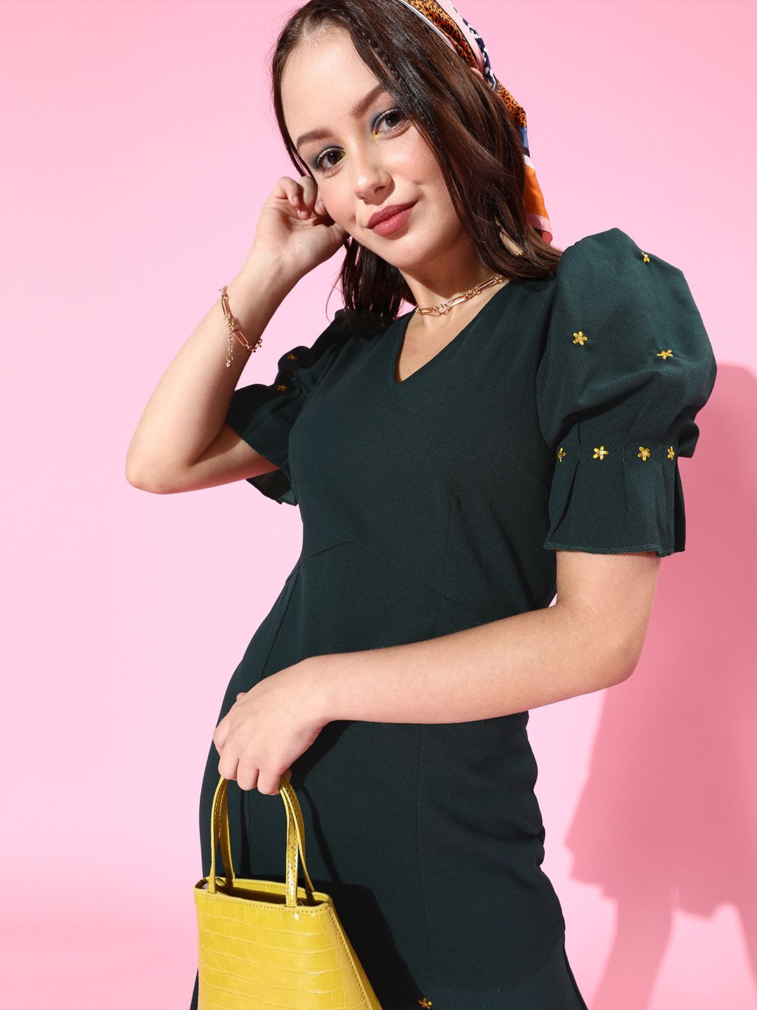 green emerald velvet dress Pinkblush Forest Green Ribbed Long Sleeve Maternity Wrap Dress Large