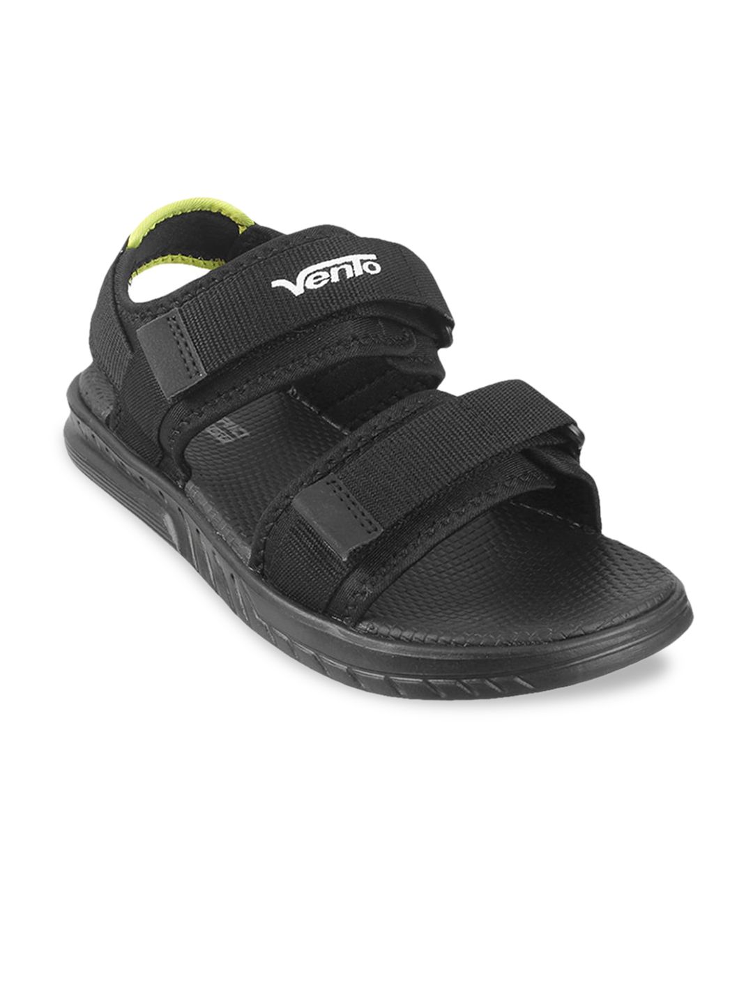 Vento Unisex Black & Green Solid Sports Sandals Price in India