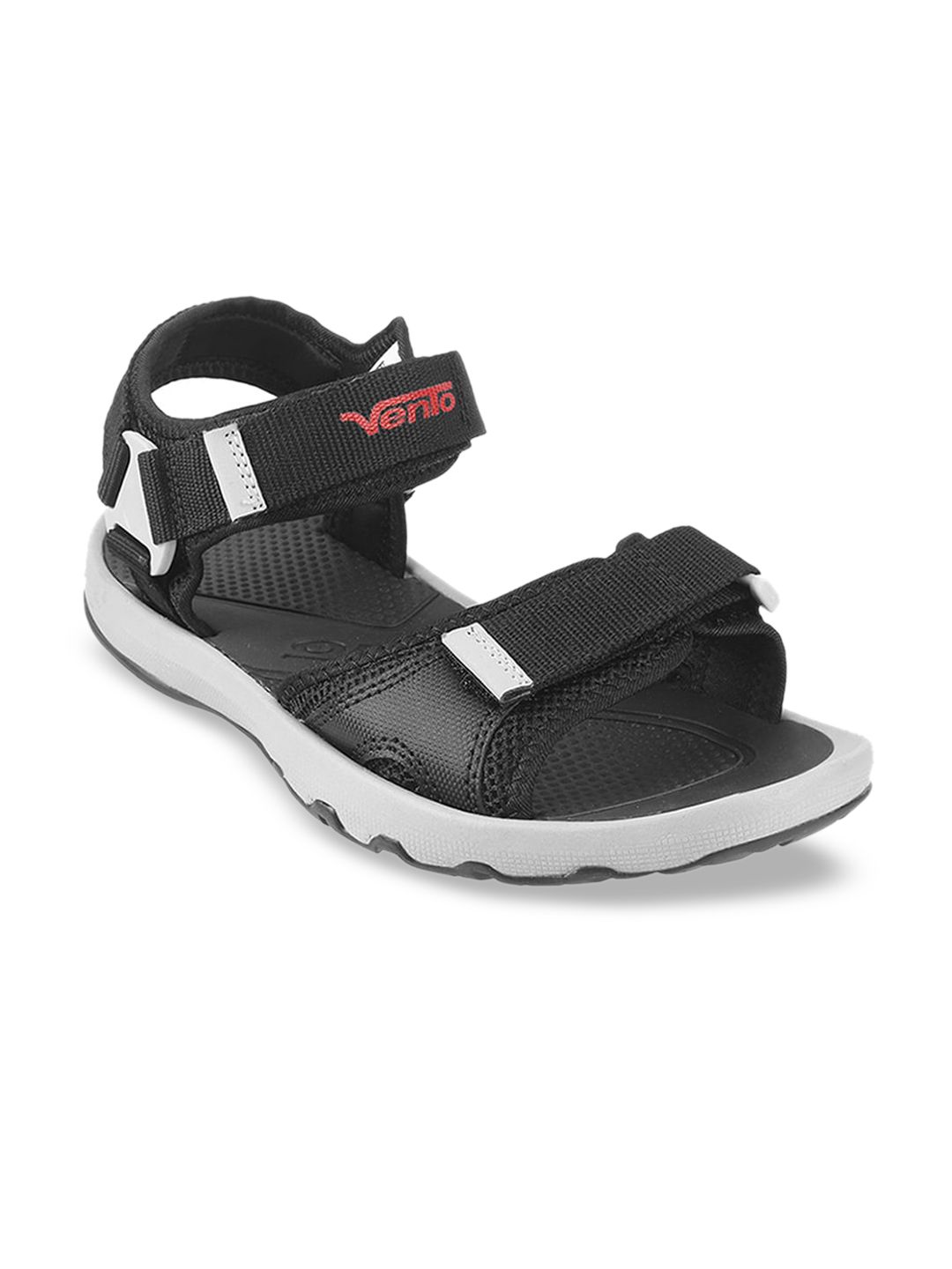 Vento Black Textured Sports Sandals Price in India