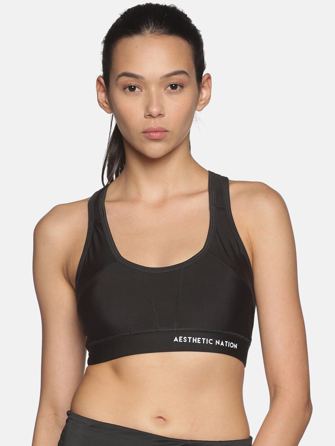 AESTHETIC NATION Black Workout Bra SUP-BRA-BLCK Price in India