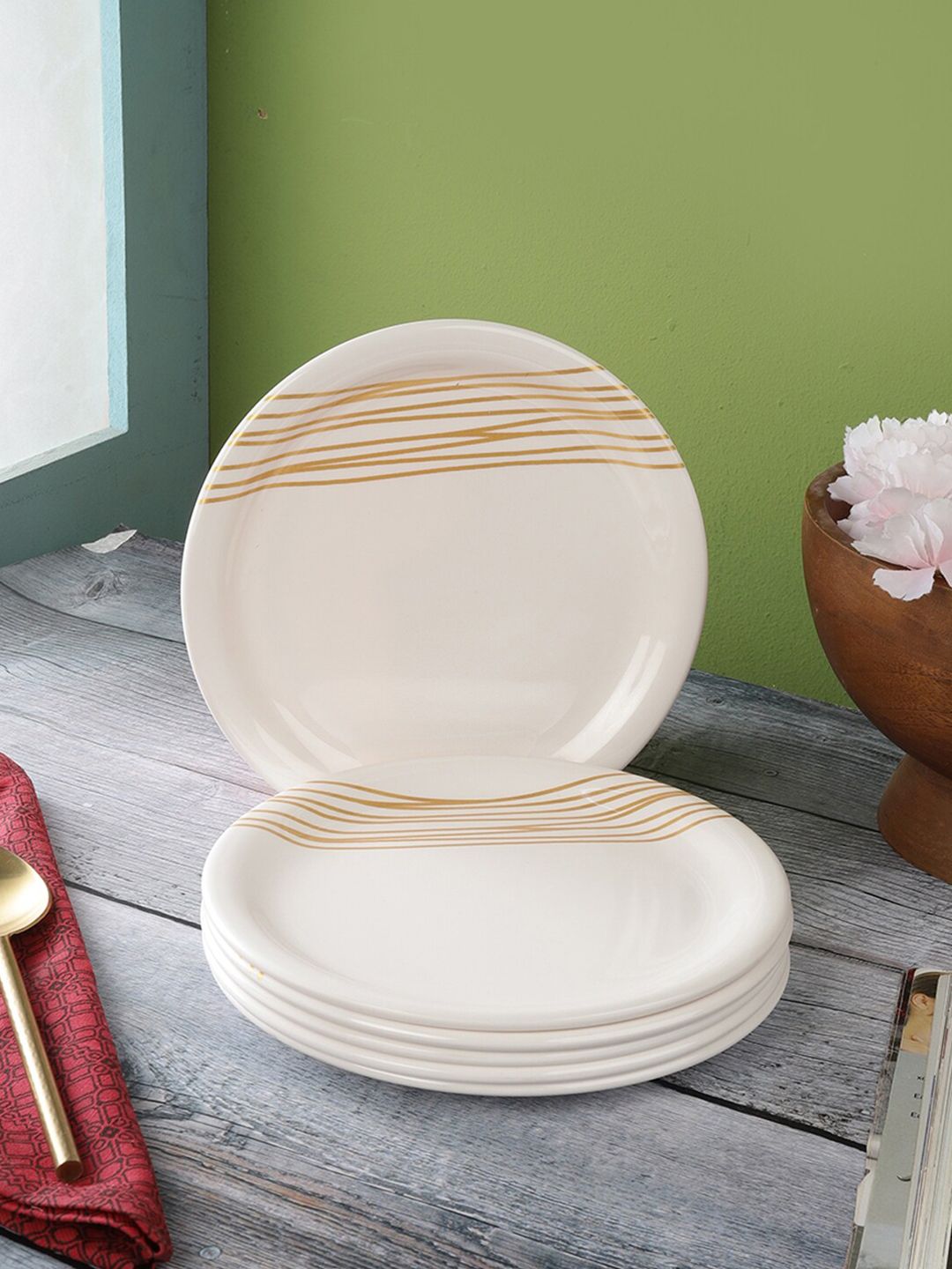 Servewell Pack Of 6 White Printed Melamine Side Plates Price in India