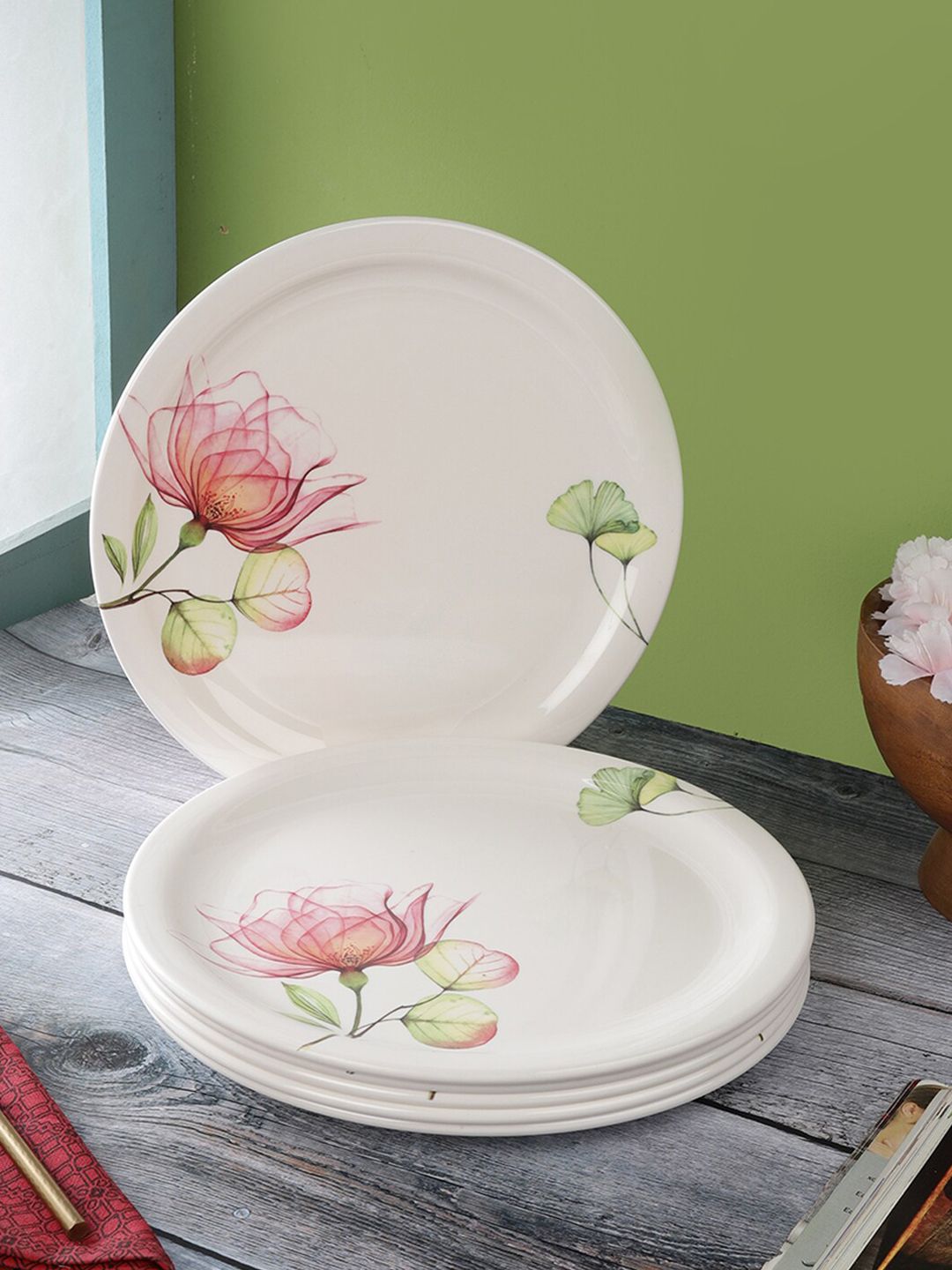 Servewell Pack Of 6 White Printed Melamine Full Plates Price in India