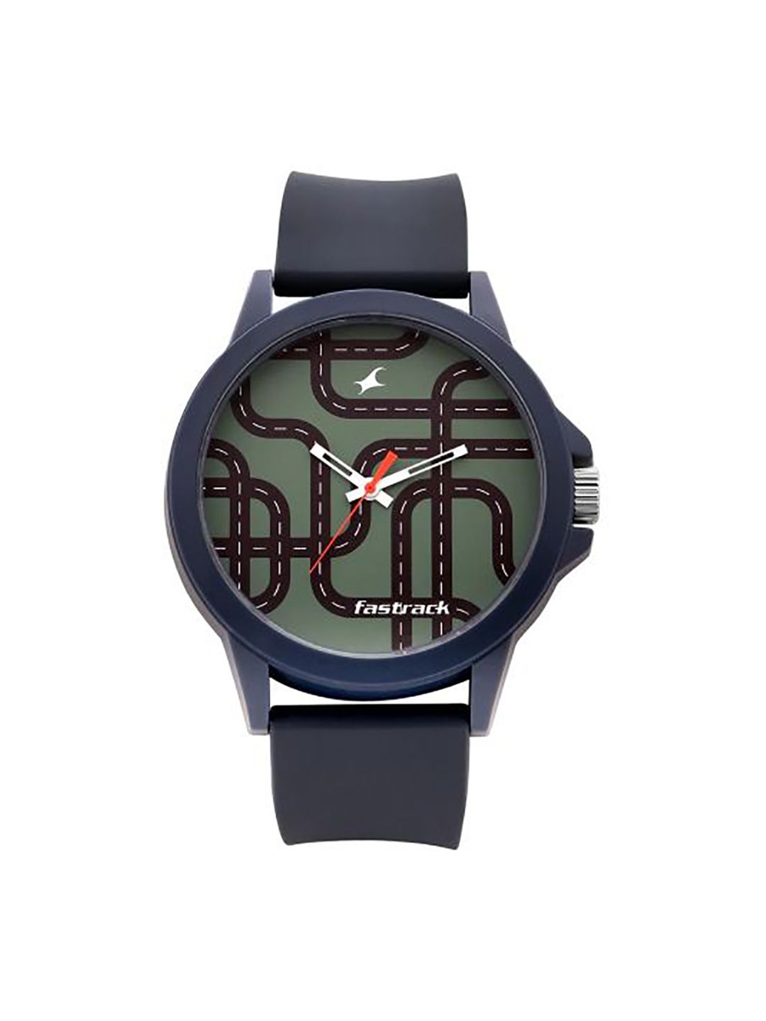 Fastrack Unisex Olive Green Printed Dial & Navy Straps Tees Q4 Analogue Watch 38024PP50 Price in India