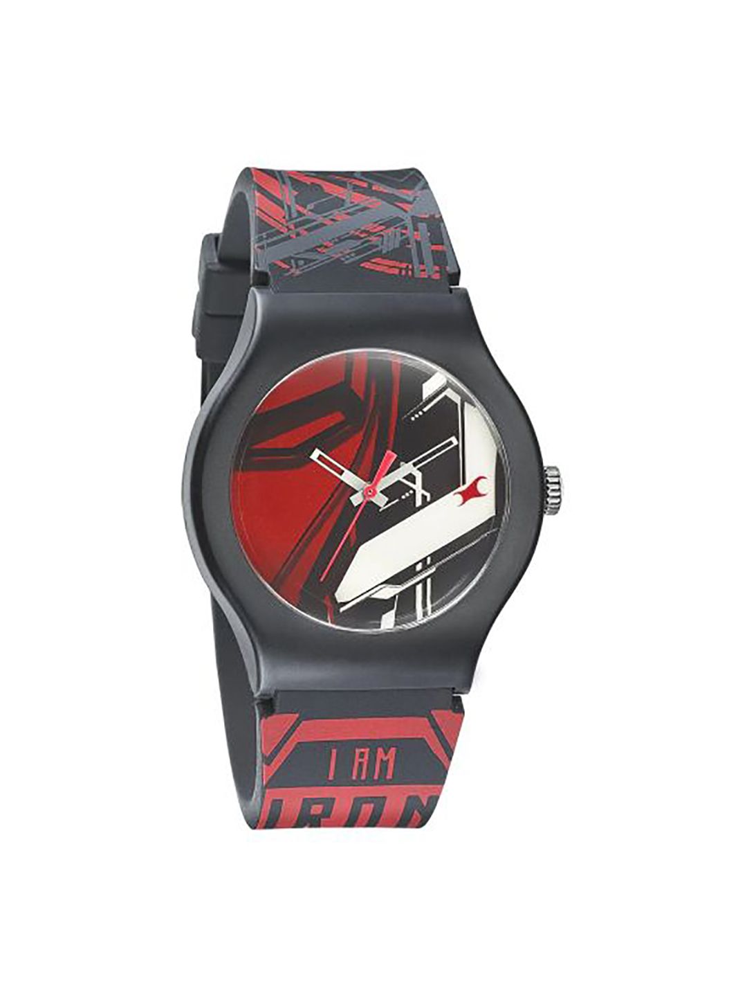 Fastrack Unisex Black & Red Dial & Straps Iron Man Print Analogue Watch 9915PP88 Price in India