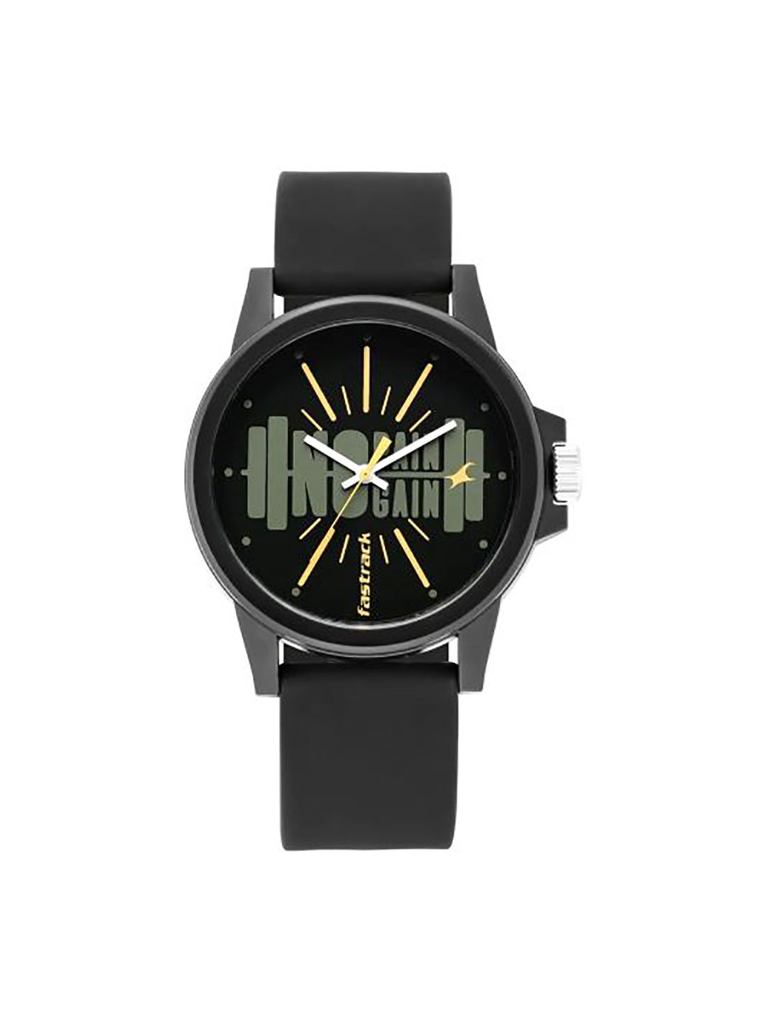 Fastrack Unisex Black Printed Dial & Black Straps Tees - Fast Fit Analogue Watch 68012PP14 Price in India