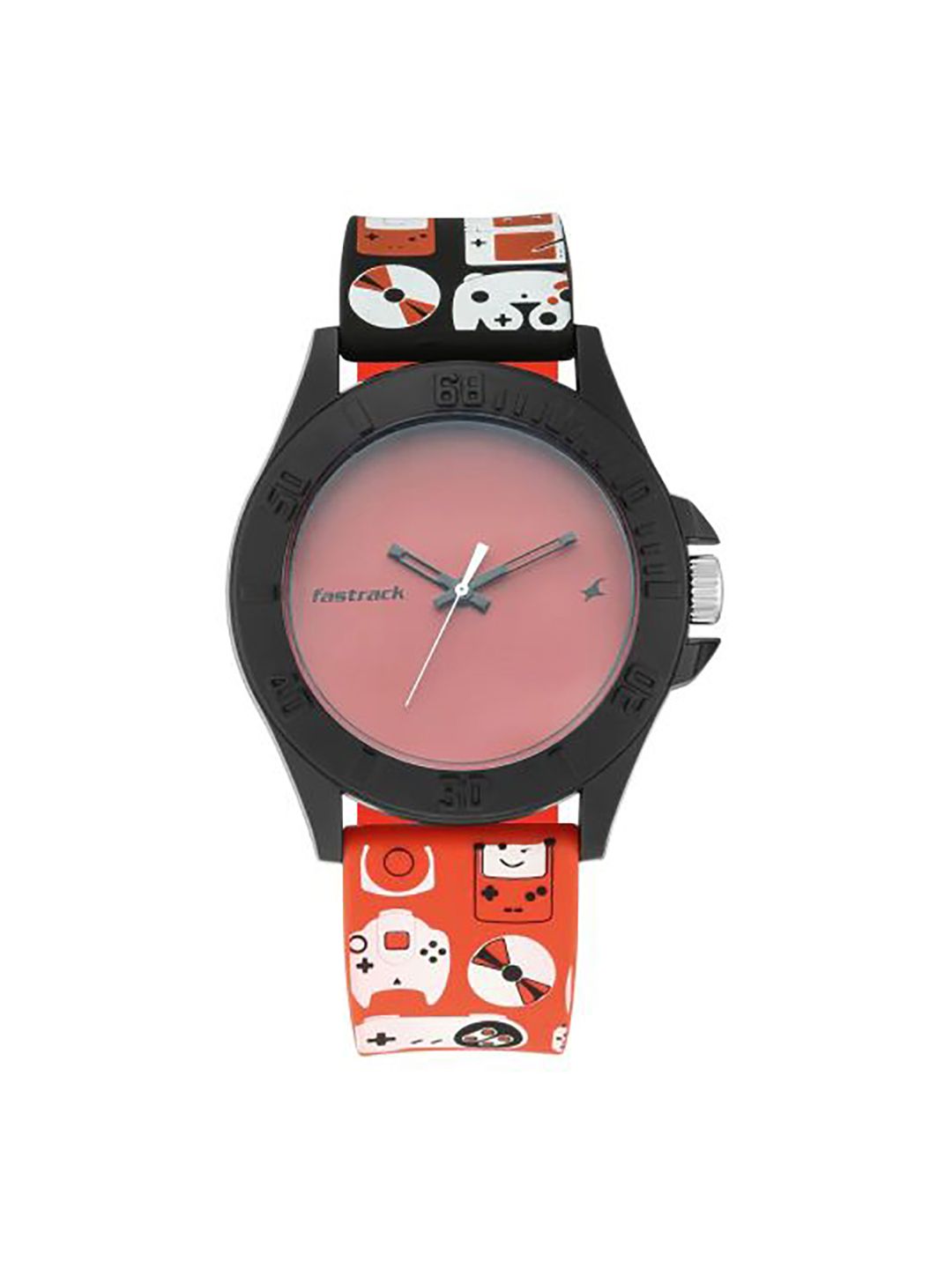 Fastrack Unisex Coral Red Dial & Red Straps TEES-GAMES Analogue Watch 68013PP02 Price in India