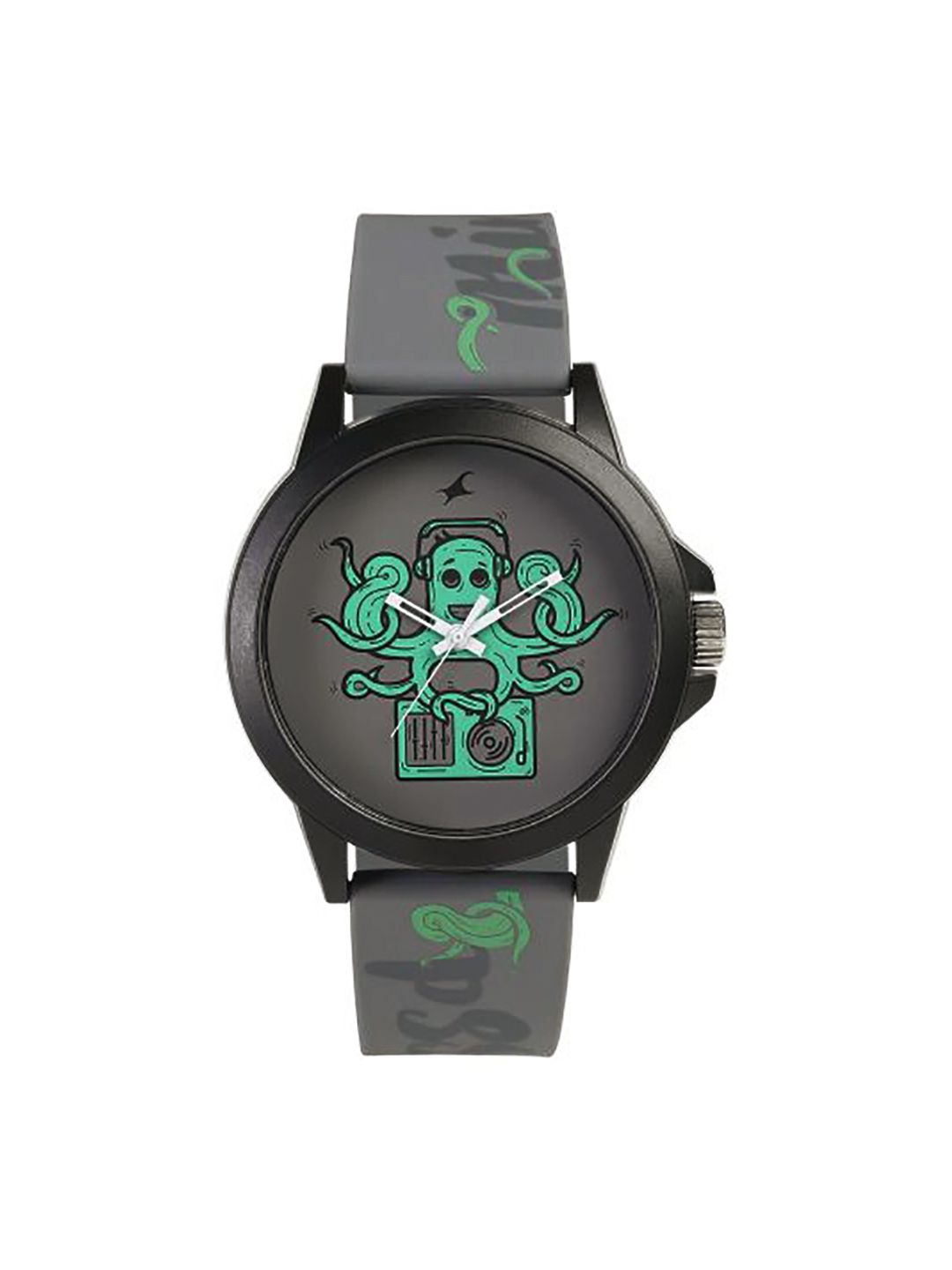 Fastrack Unisex Grey Octopus Print Dial Tees Wicked Lines Analogue Watch 38024PP41 Price in India