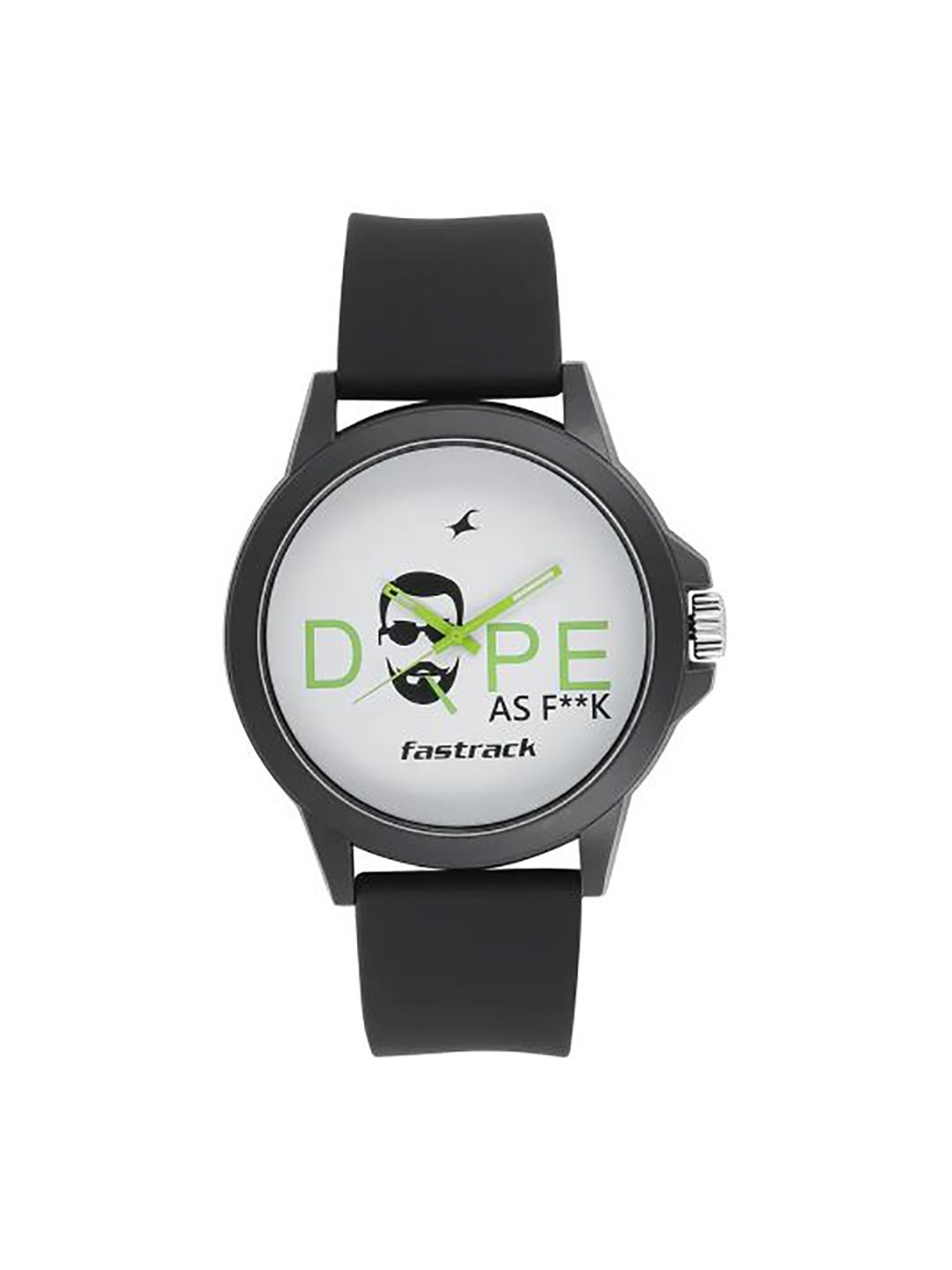 Fastrack Unisex White & Green Printed Dial & Black Straps Analogue Watch 38024PP34 Price in India