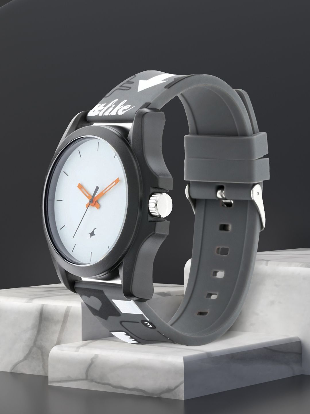 Fastrack Hashtag Quartz Analog With White Dial Unisex Watch - Nt68011pp04