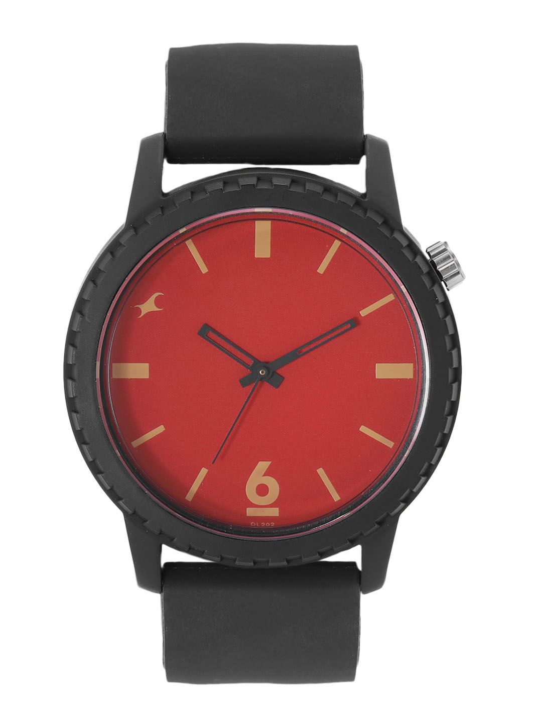 Fastrack Unisex Red Dial & Black Solids & Stripes Straps Analogue Watch 38039PP12W Price in India