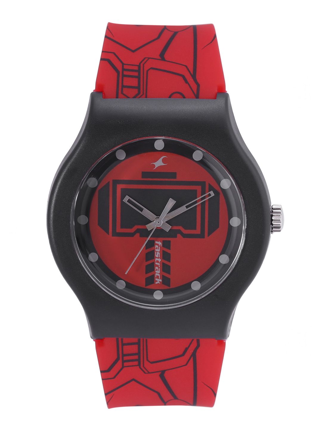 Fastrack Unisex Red Printed Dial & Red Marvel Avengers Straps Analogue Watch 9915PP86 Price in India