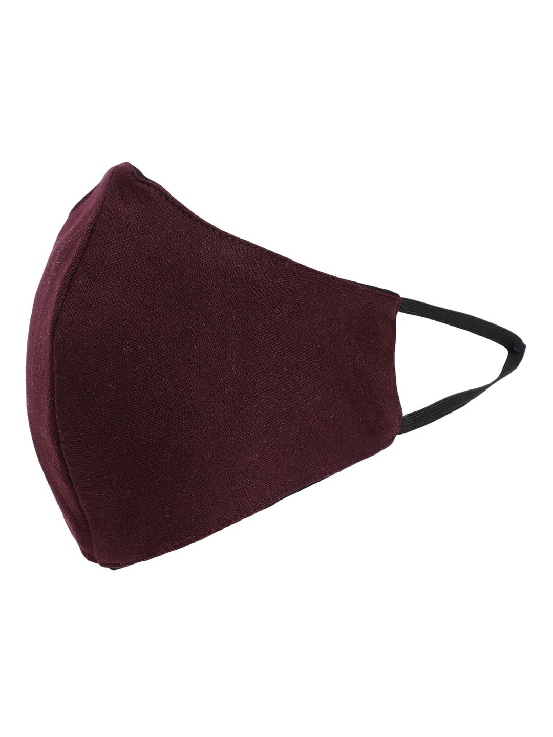 THREAD MUSTER Women Maroon Solid 3-Ply Reusable Cotton Cloth Face Mask Price in India