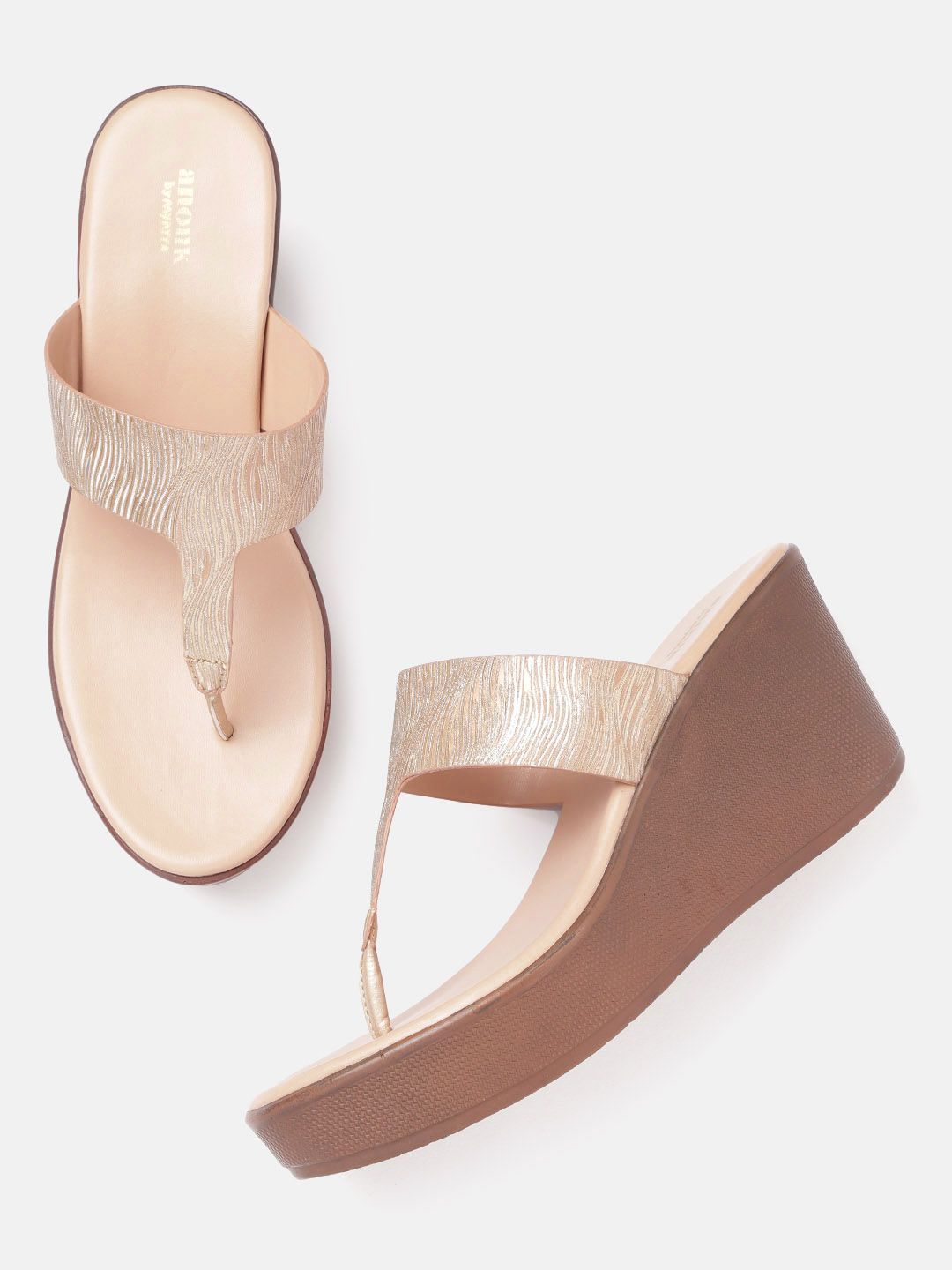 Anouk Gold-Toned Textured Wedges Price in India