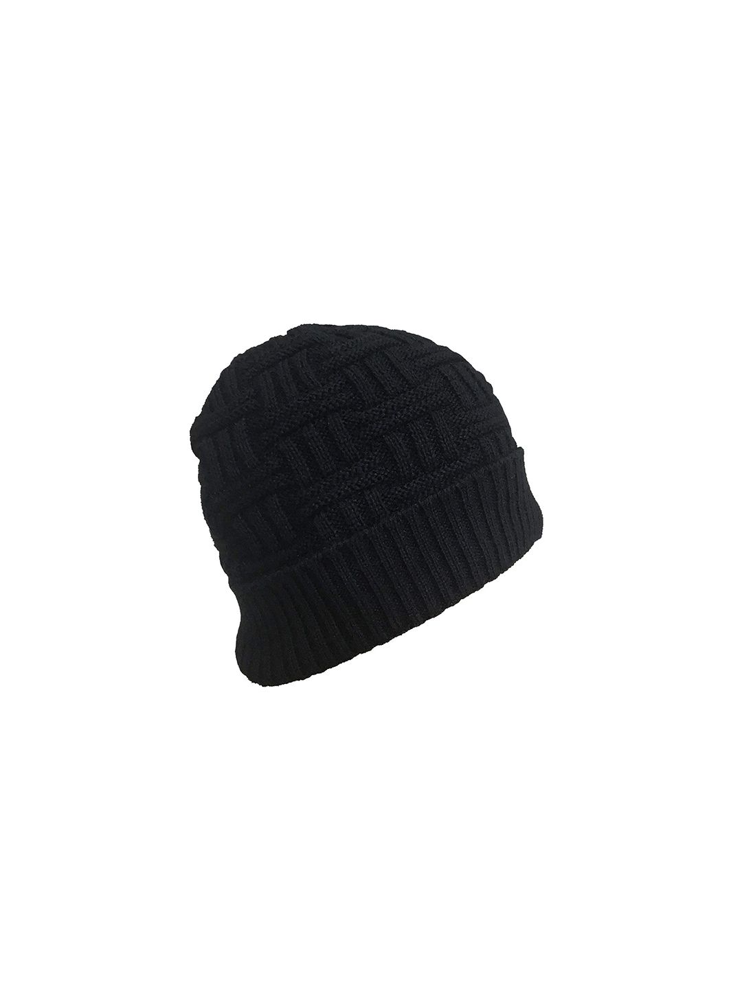 Gajraj Unisex Black Knitted Woolen Beanie Price in India