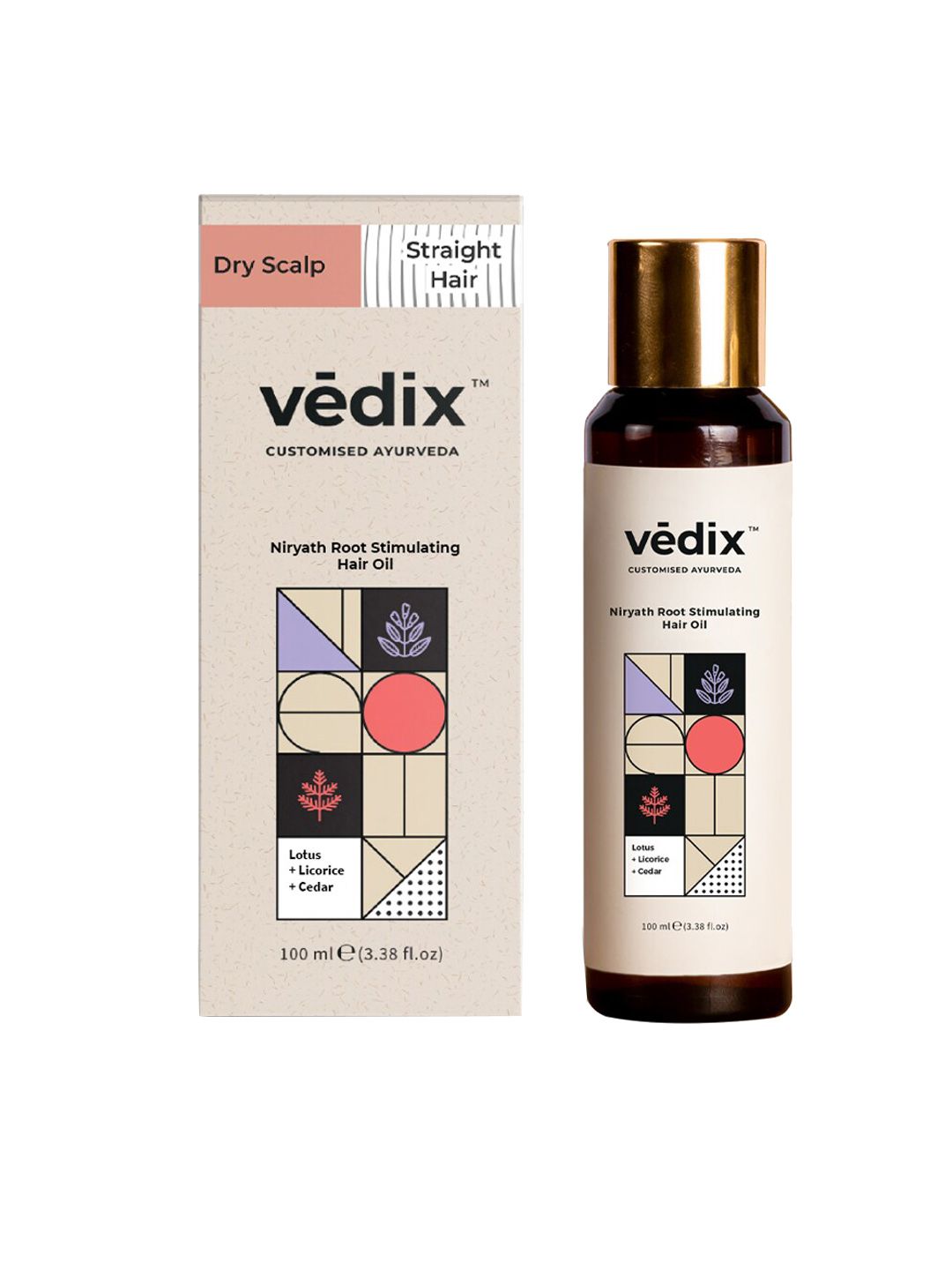 VEDIX Customized Ayurvedic Niryath Root Stimulating Hair Oil for Dry Scalp - Straight Hair Price in India