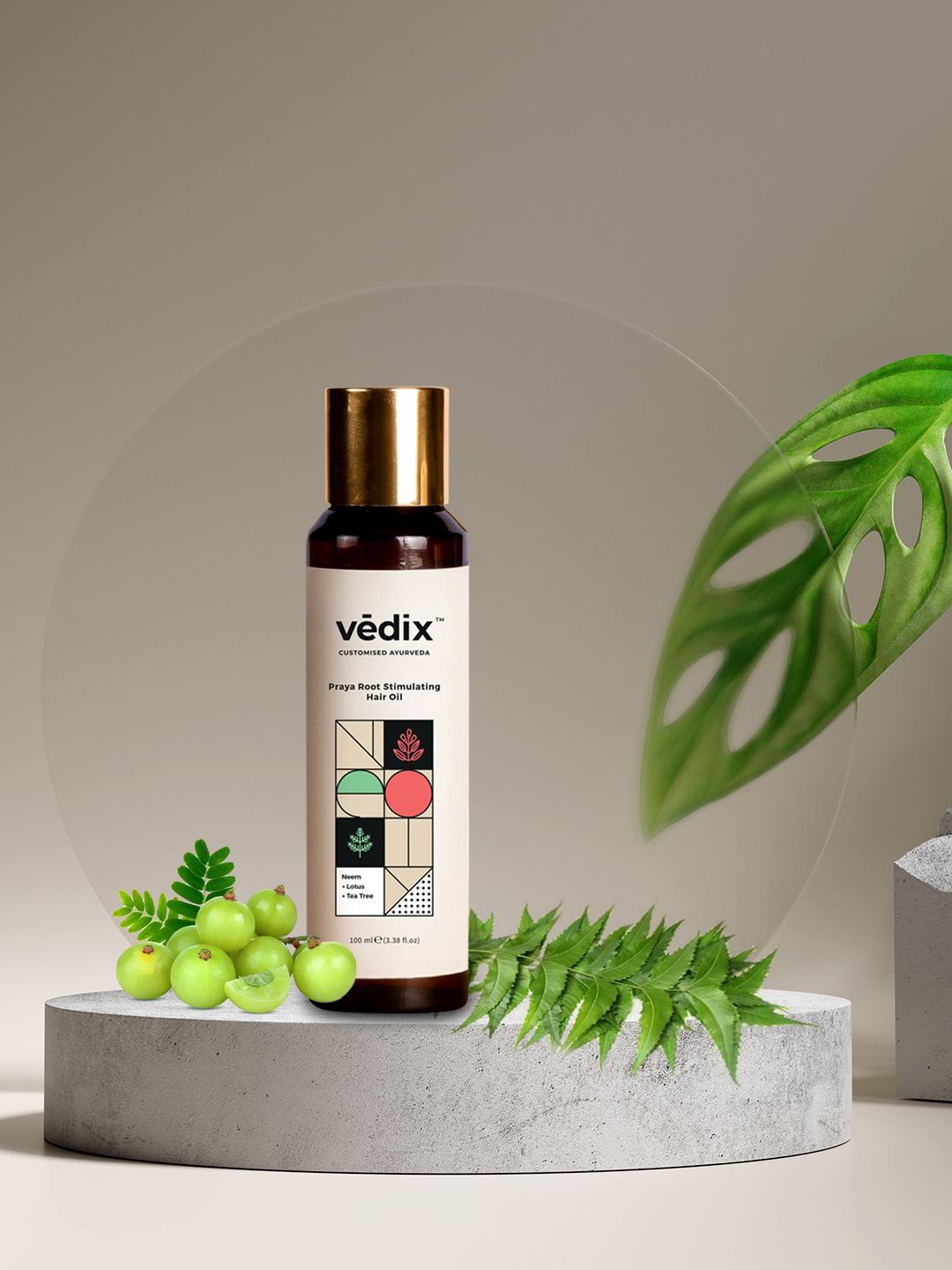 VEDIX Customized Ayurvedic Praya Root Stimulating Hair Oil for Oily Scalp - Curly Hair Price in India