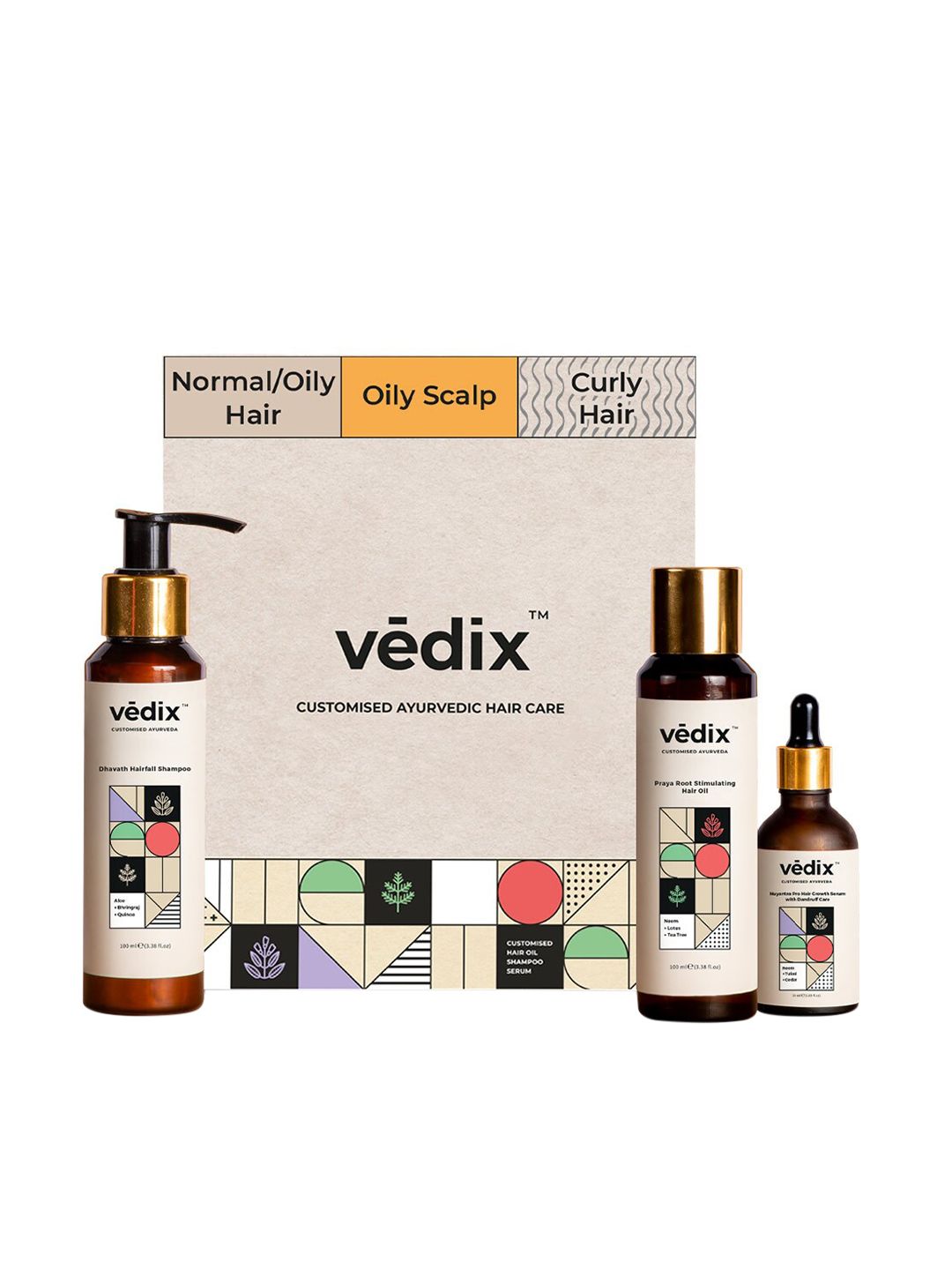 VEDIX Customized Hair Fall & Dandruff Control Regimen for Normal/Oily Hair-Curly Hair Price in India