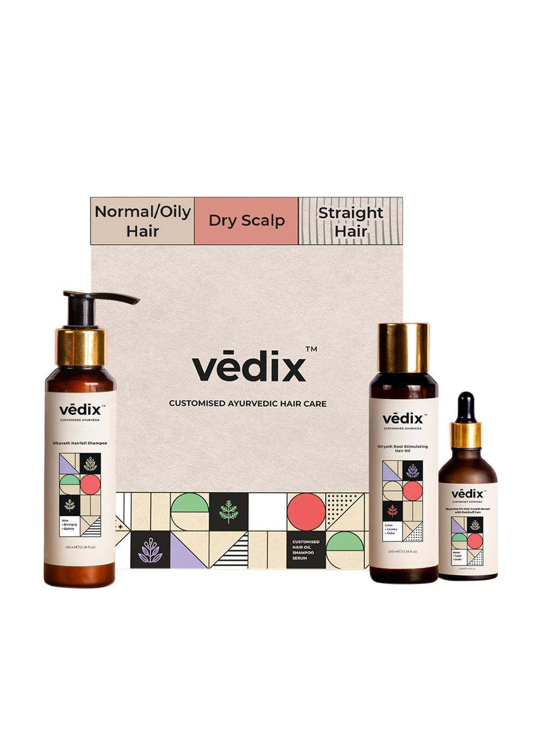 VEDIX Women Customized Hair Fall Control Regimen for Normal Hair - Dry Scalp+Straight Hair Price in India