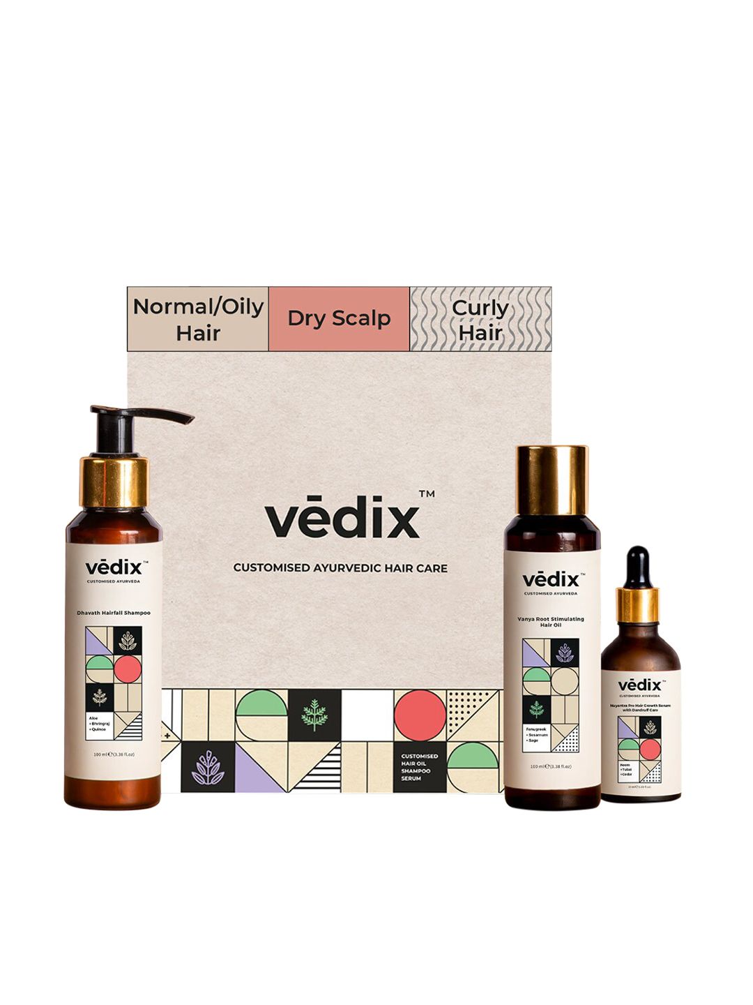 VEDIX Customized Hair Fall Control & Dandruff Care Regimen for Dry Hair & Curly Hair Price in India