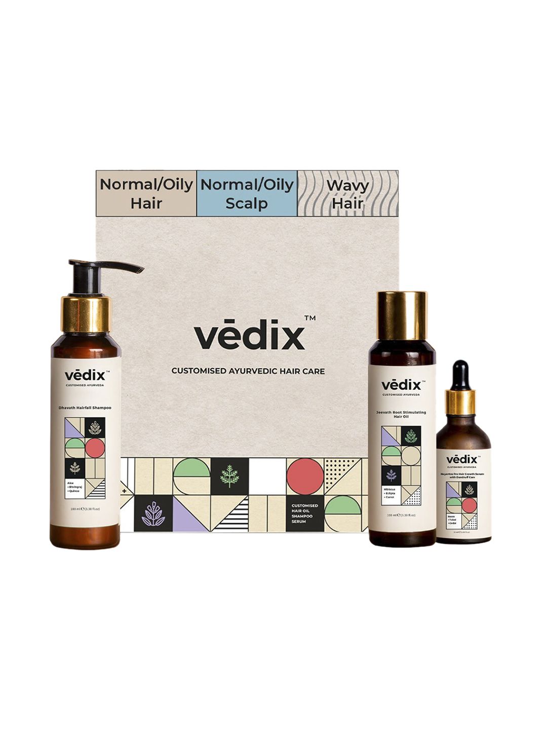 VEDIX Customized Hair Fall Control Regimen for Dry Hair - Normal Oily Scalp + Wavy Hair Price in India