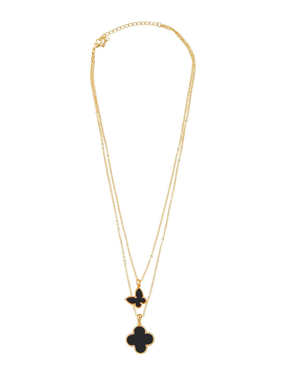 Moon Dust Women Gold-Toned & Black Brass Gold-Plated Layered Necklace Price in India