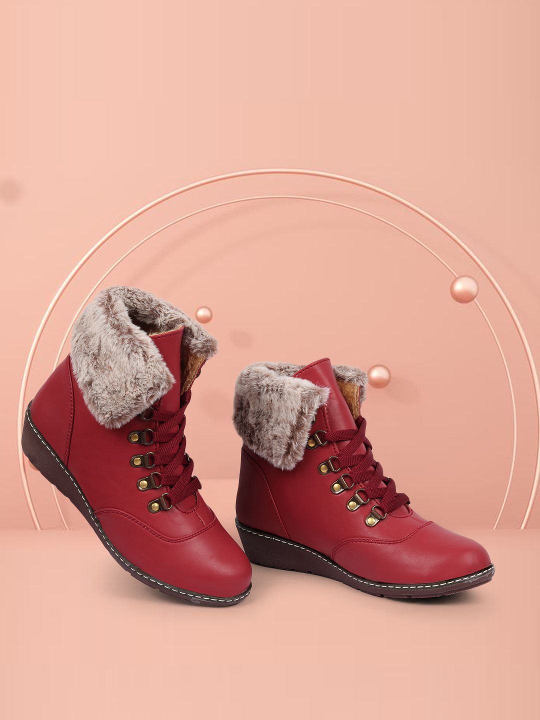 Alishtezia Women Red High-Top Flat Boots Price in India