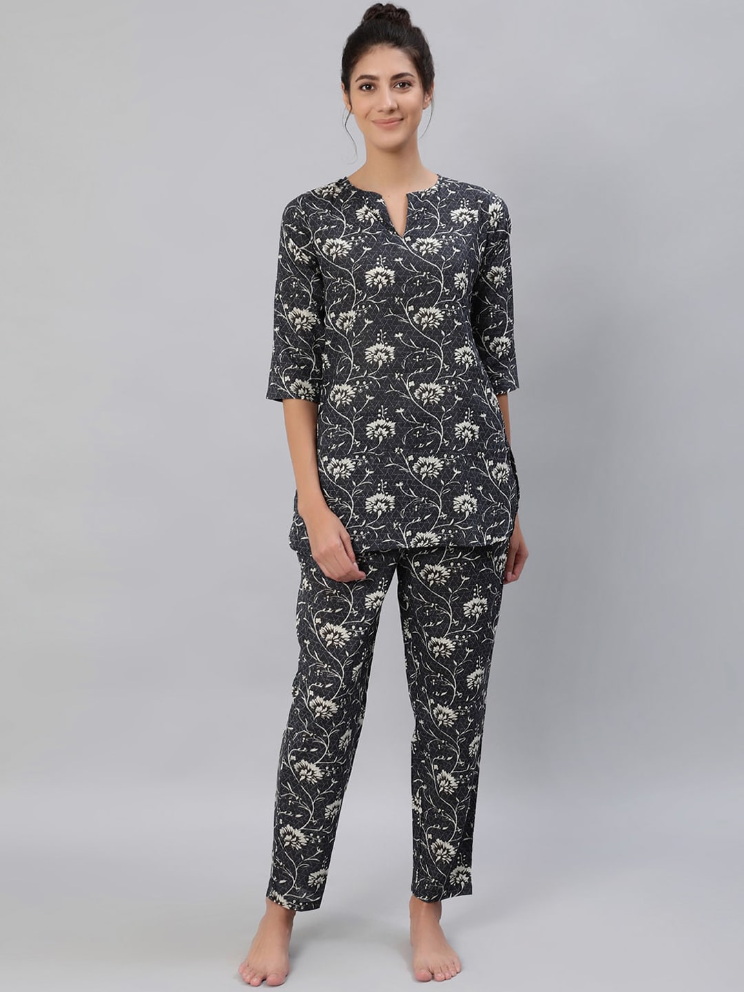 Nayo Women Grey Floral Price in India