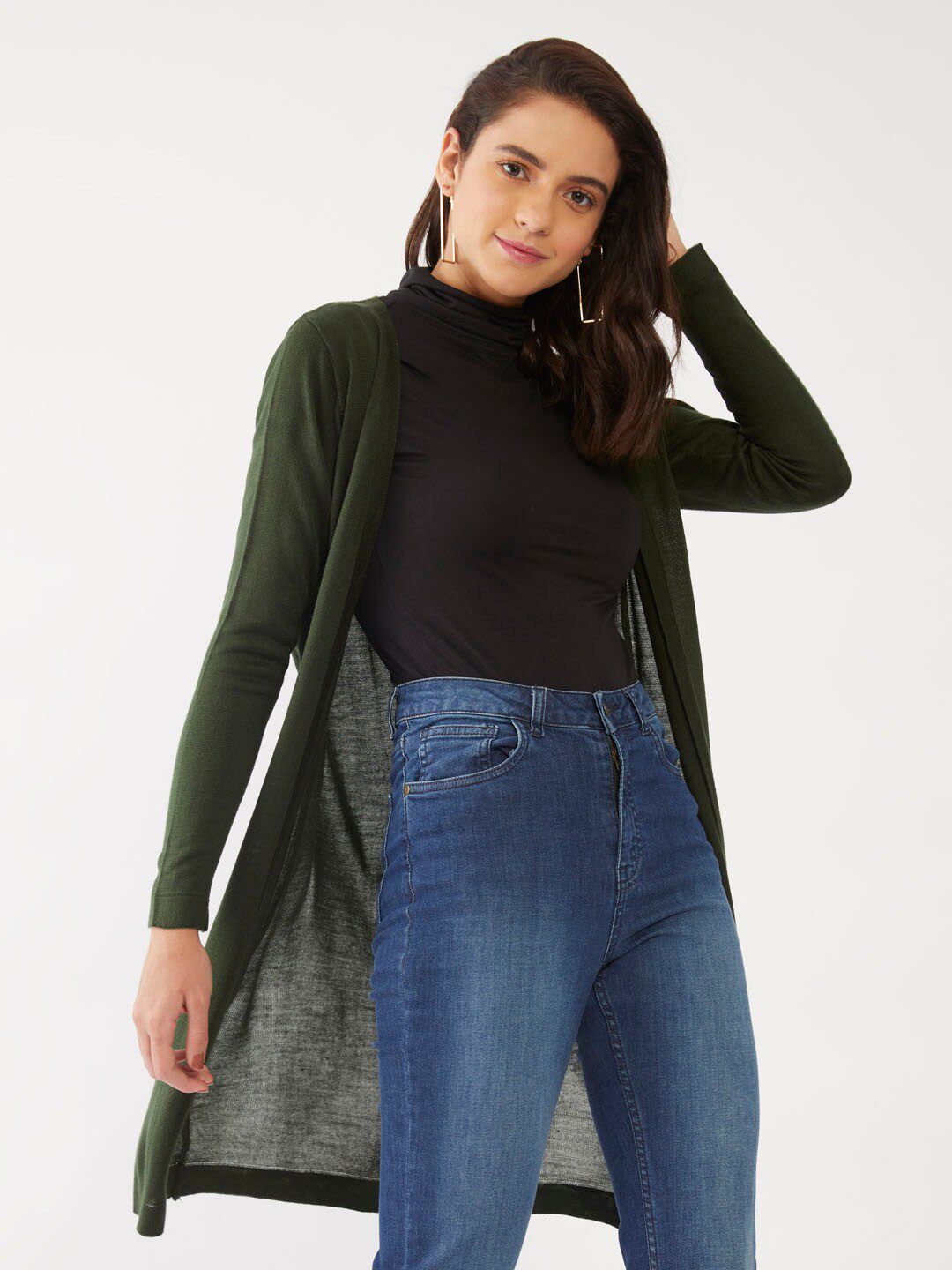 Zink London Women Green Solid Shrug Price in India