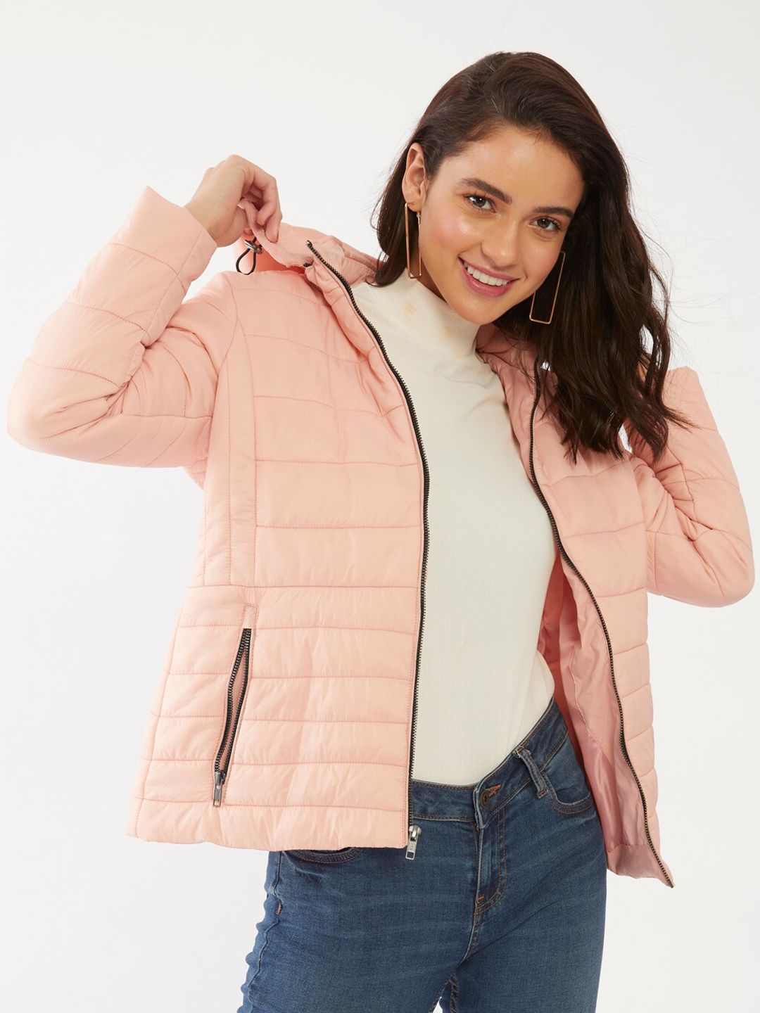 Zink London Women Pink Padded Jacket Price in India