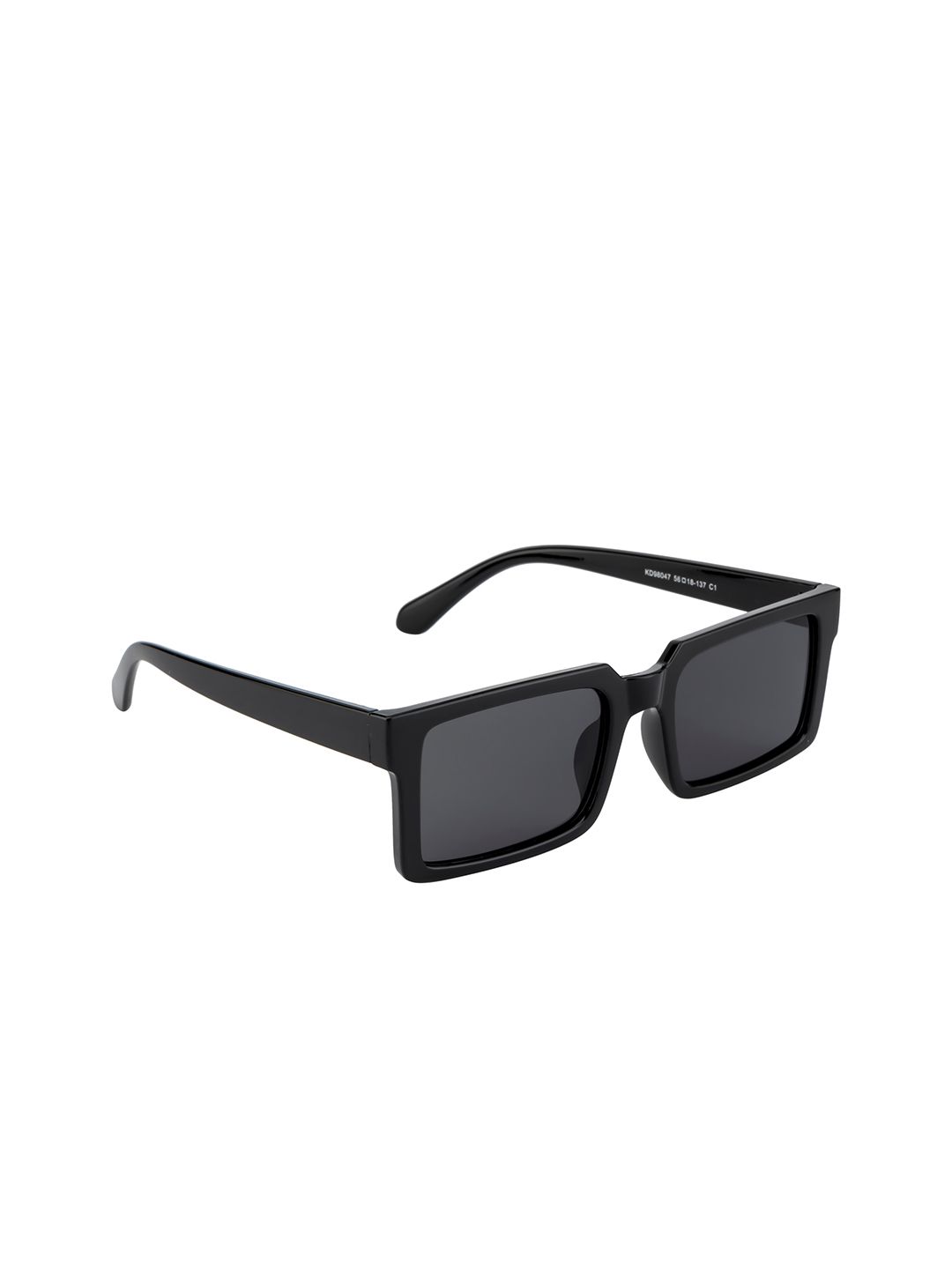 Ted Smith Unisex Grey Lens & Black Rectangle Sunglasses with UV Protected Lens Price in India