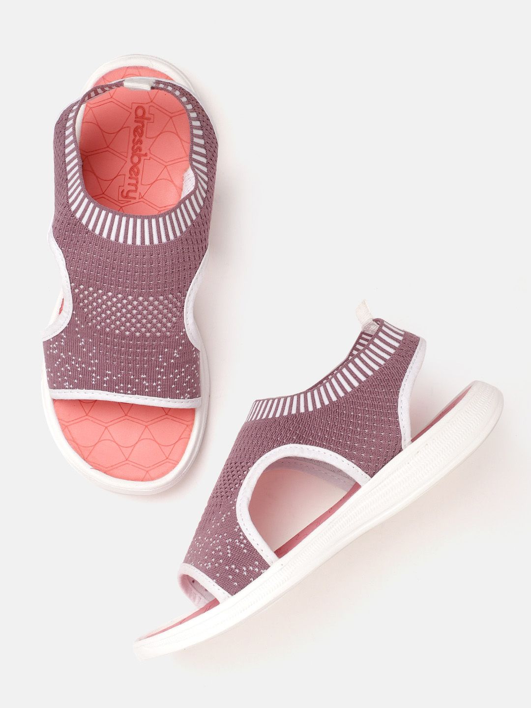DressBerry Women Pink & White Woven Design Sports Sandals Price in India