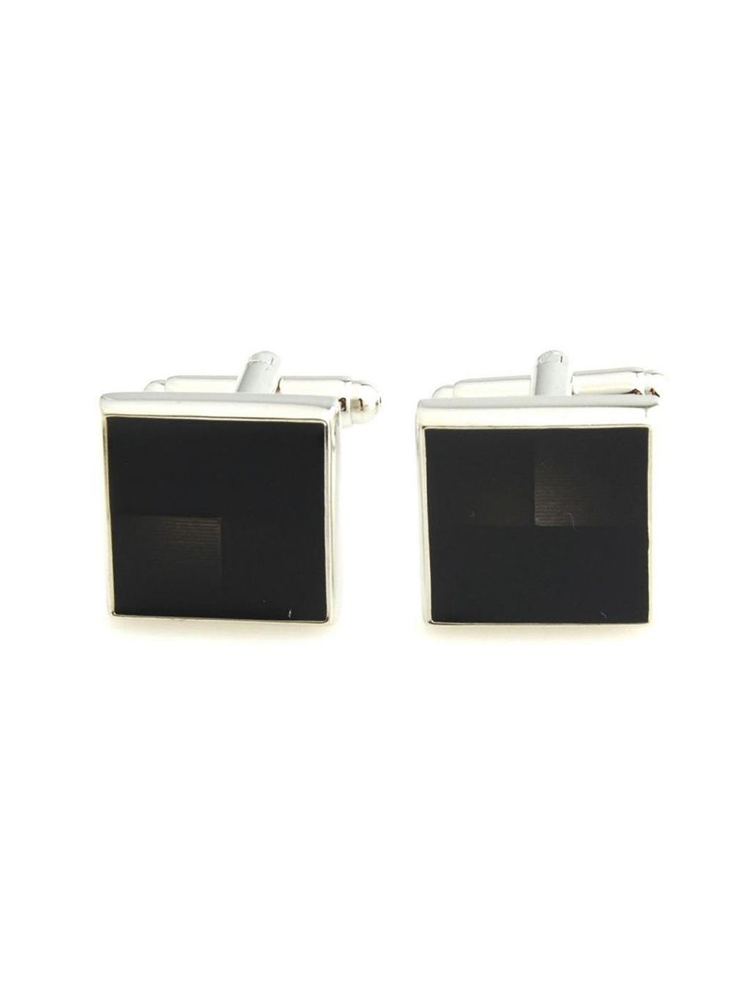PELUCHE Black & Silver-Toned Cufflink
