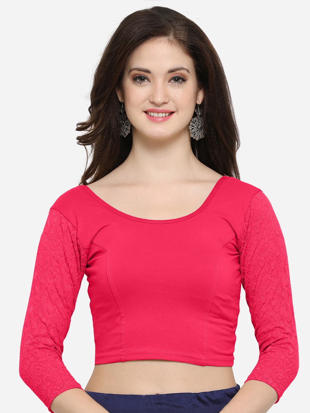 Janasya Women Pink Solid Saree Blouse Price in India