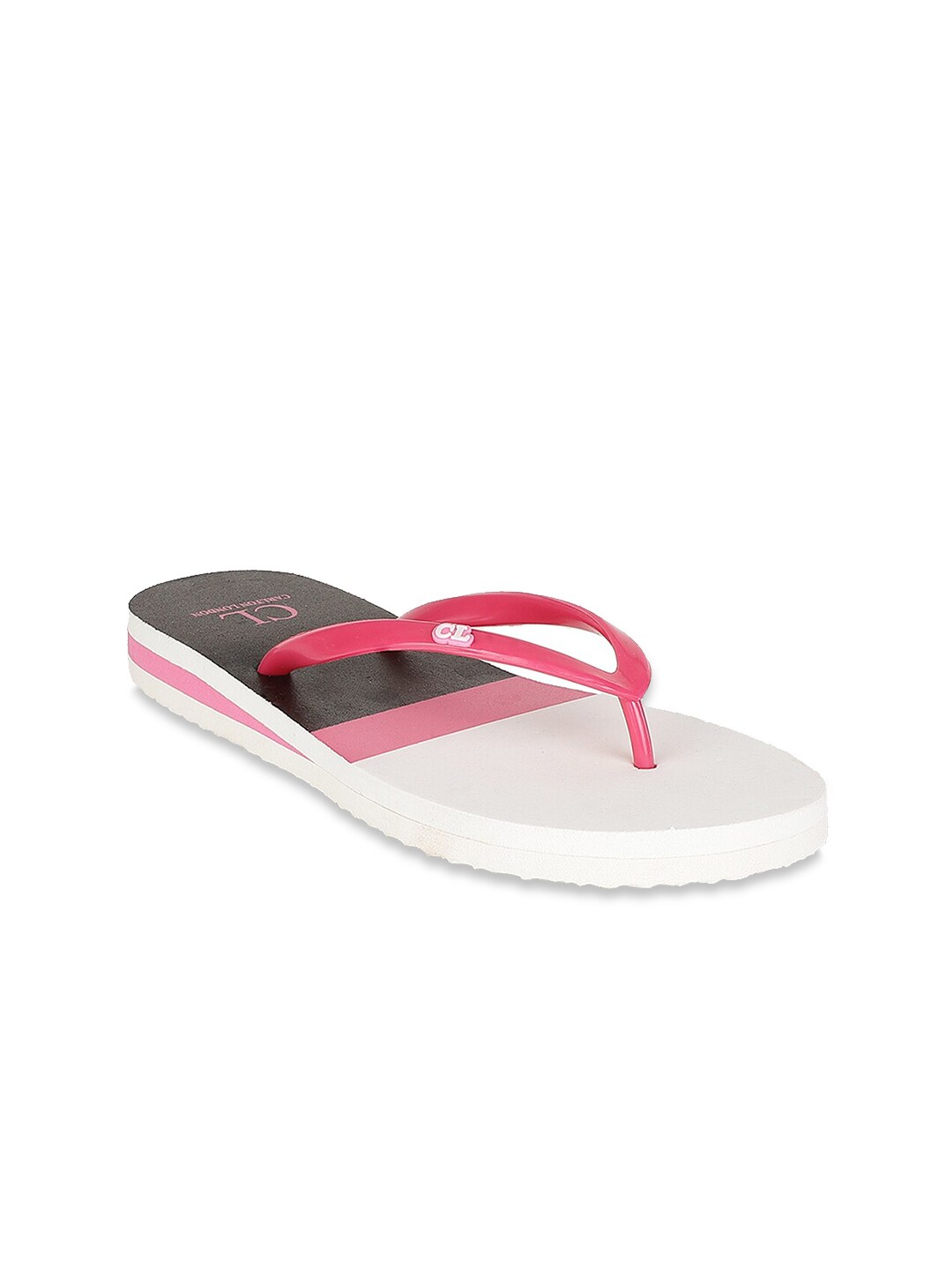 Carlton London Women Pink & White Colourblocked Room Slippers Price in India
