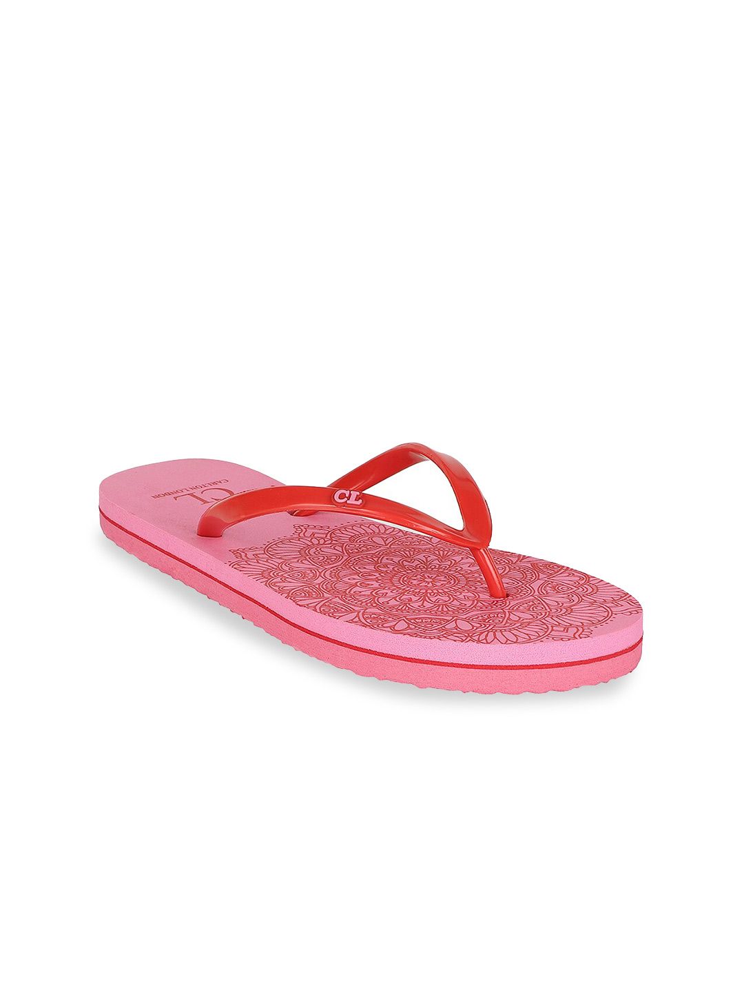 Carlton London Women Pink Printed Flip Flops Price in India