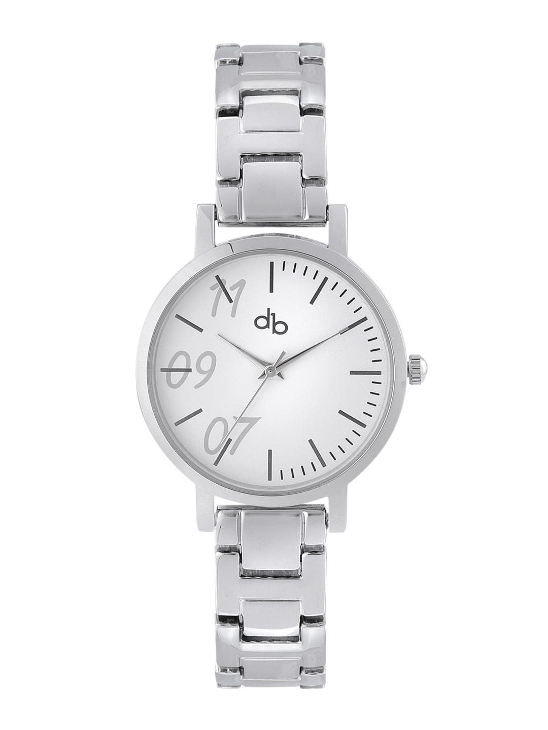 DressBerry Women White Dial & Silver-Toned Bracelet Style Straps Analogue Watch DB-SS21-4F Price in India