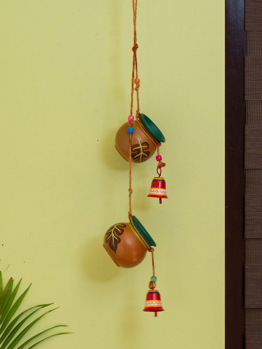 ExclusiveLane Brown & Green Hand-Painted Terracotta Bird House Price in India